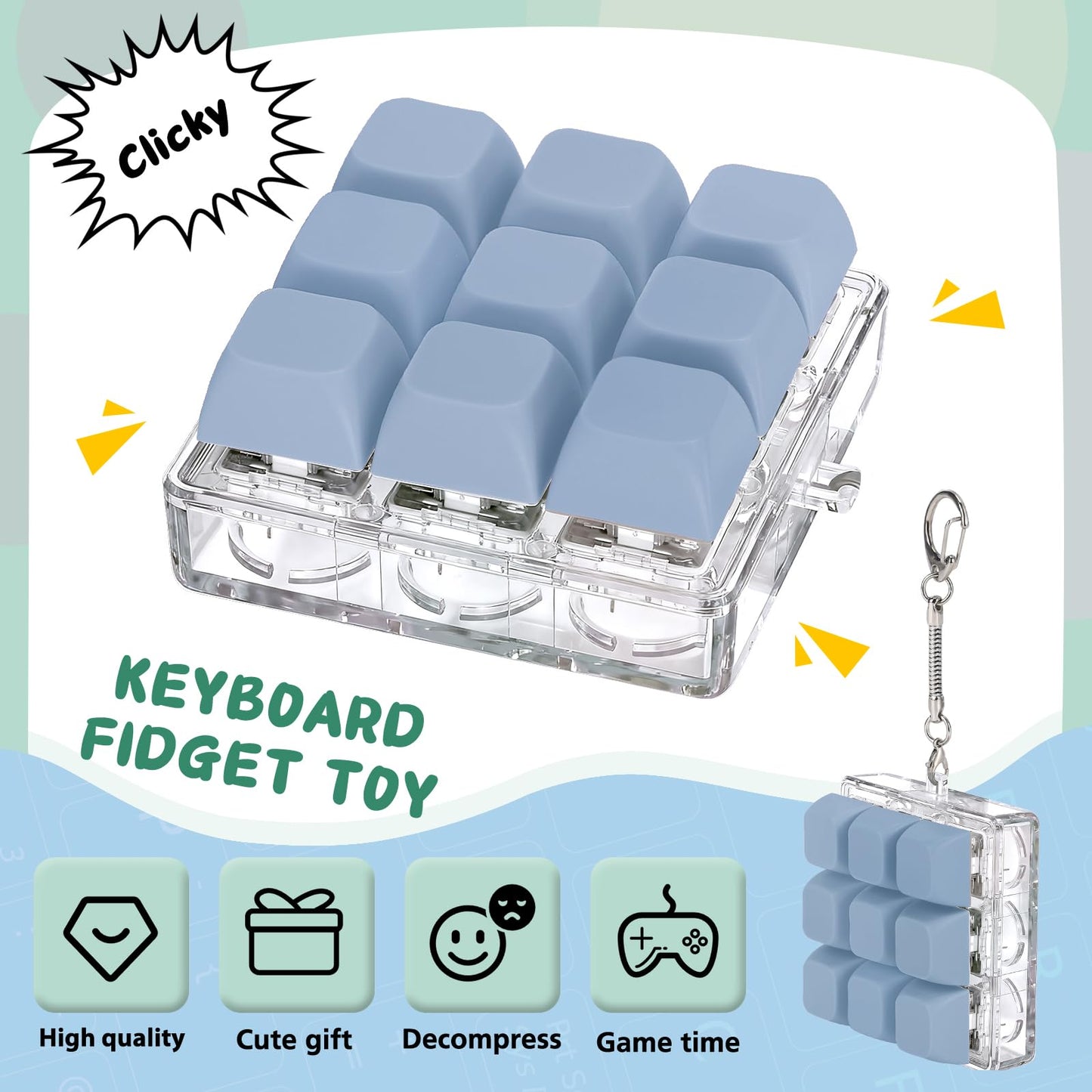 Axlksia Keyboard Fidget Toy – Portable Stress-Relief Clicker
