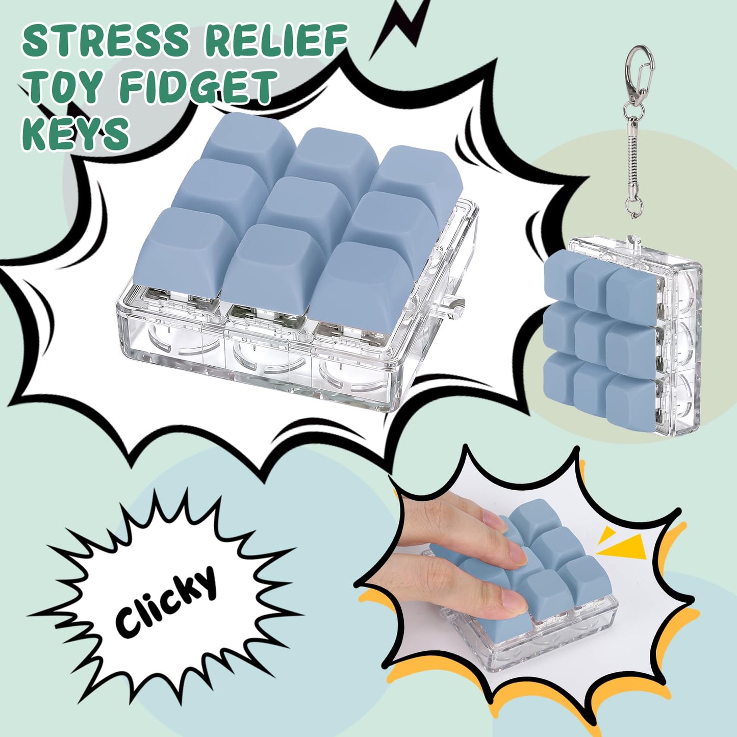 Axlksia Keyboard Fidget Toy – Portable Stress-Relief Clicker