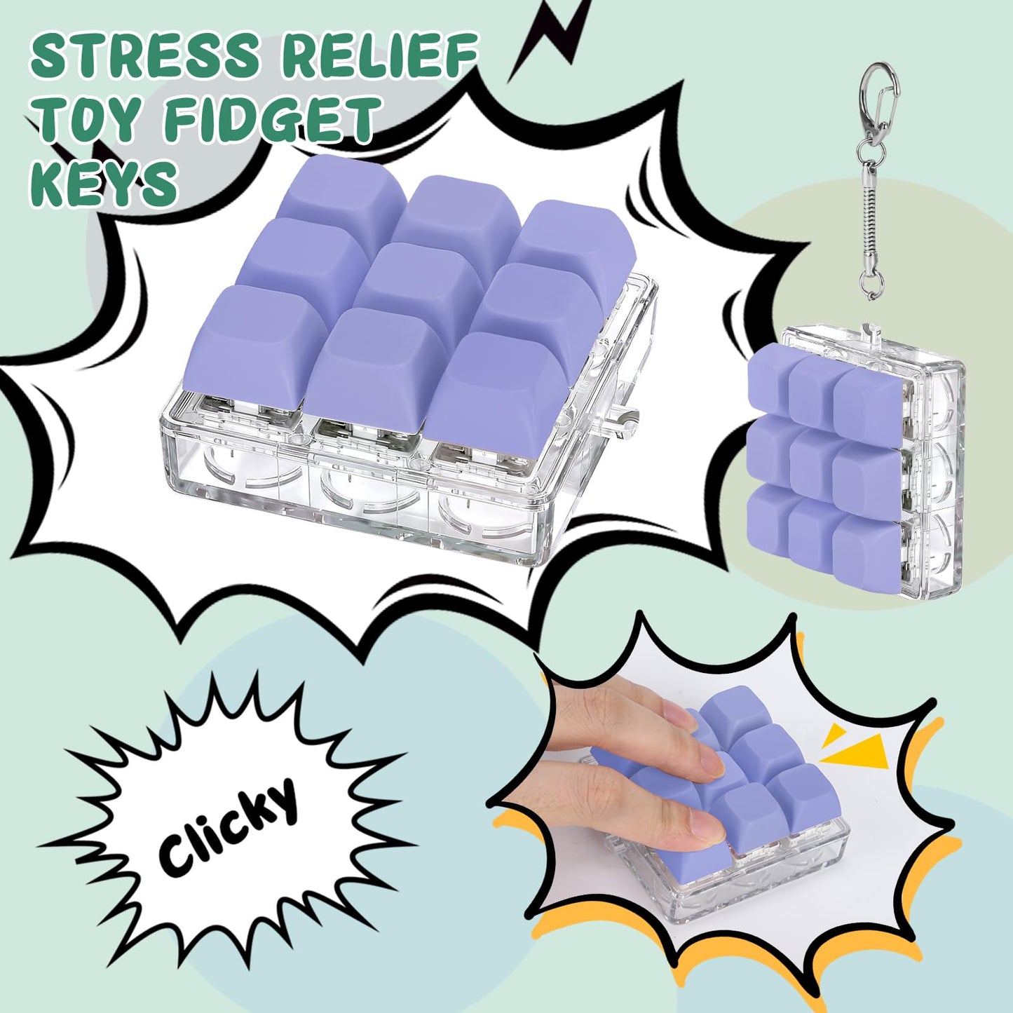 Axlksia Keyboard Fidget Toy – Clicker Keychain for Adults (Style M) | Stress Relief & Focus