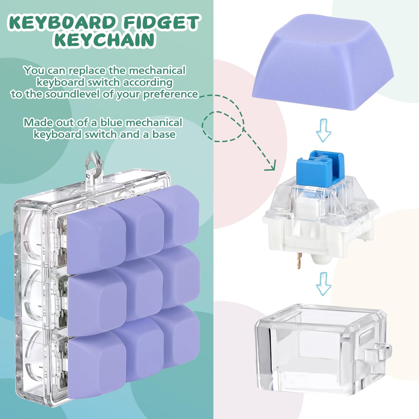 Axlksia Keyboard Fidget Toy – Clicker Keychain for Adults (Style M) | Stress Relief & Focus