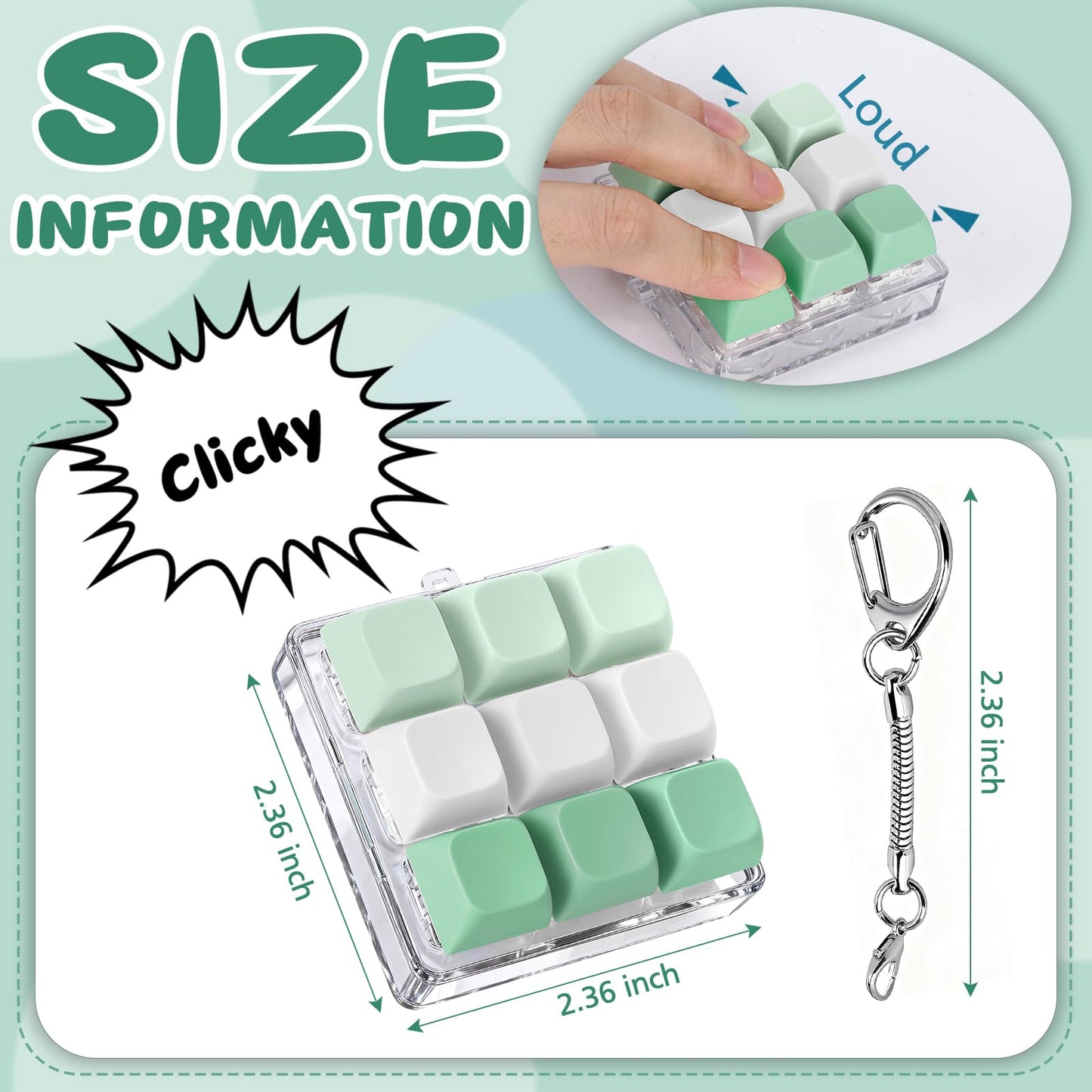 Axlksia Keyboard Fidget Toy – Portable Fidget Clicker Keychain for Stress Relief (Style A-A)