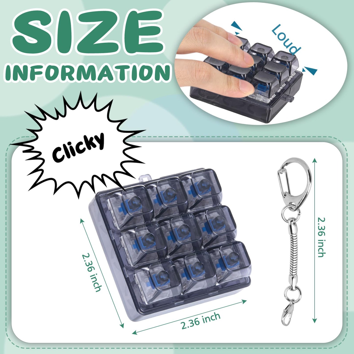 Axlksia Keyboard Fidget Toy – Portable Fidget Clicker Keychain (Style F)