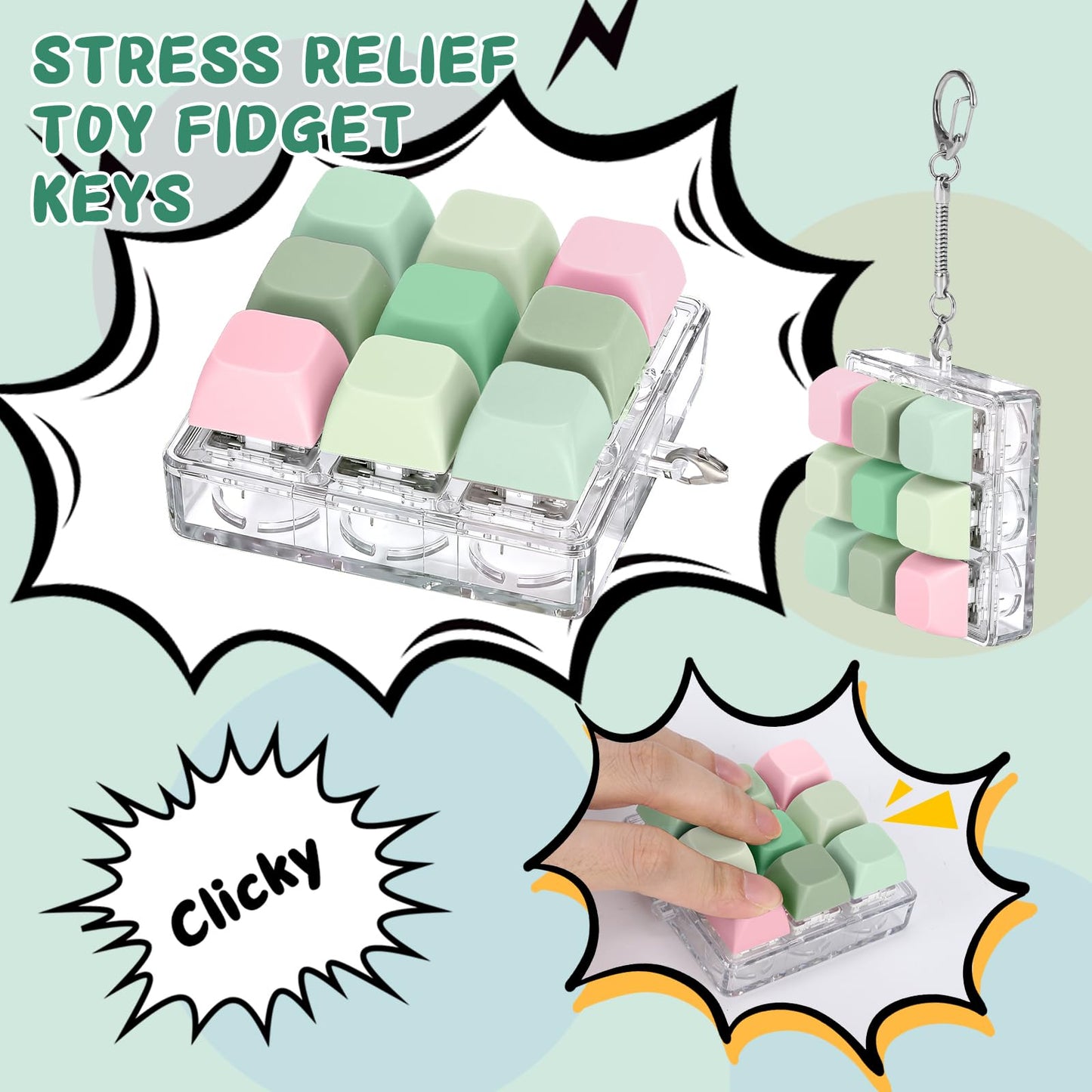 Axlksia Keyboard Fidget Toy (Style Y) – Portable Stress Relief & Focus Keychain