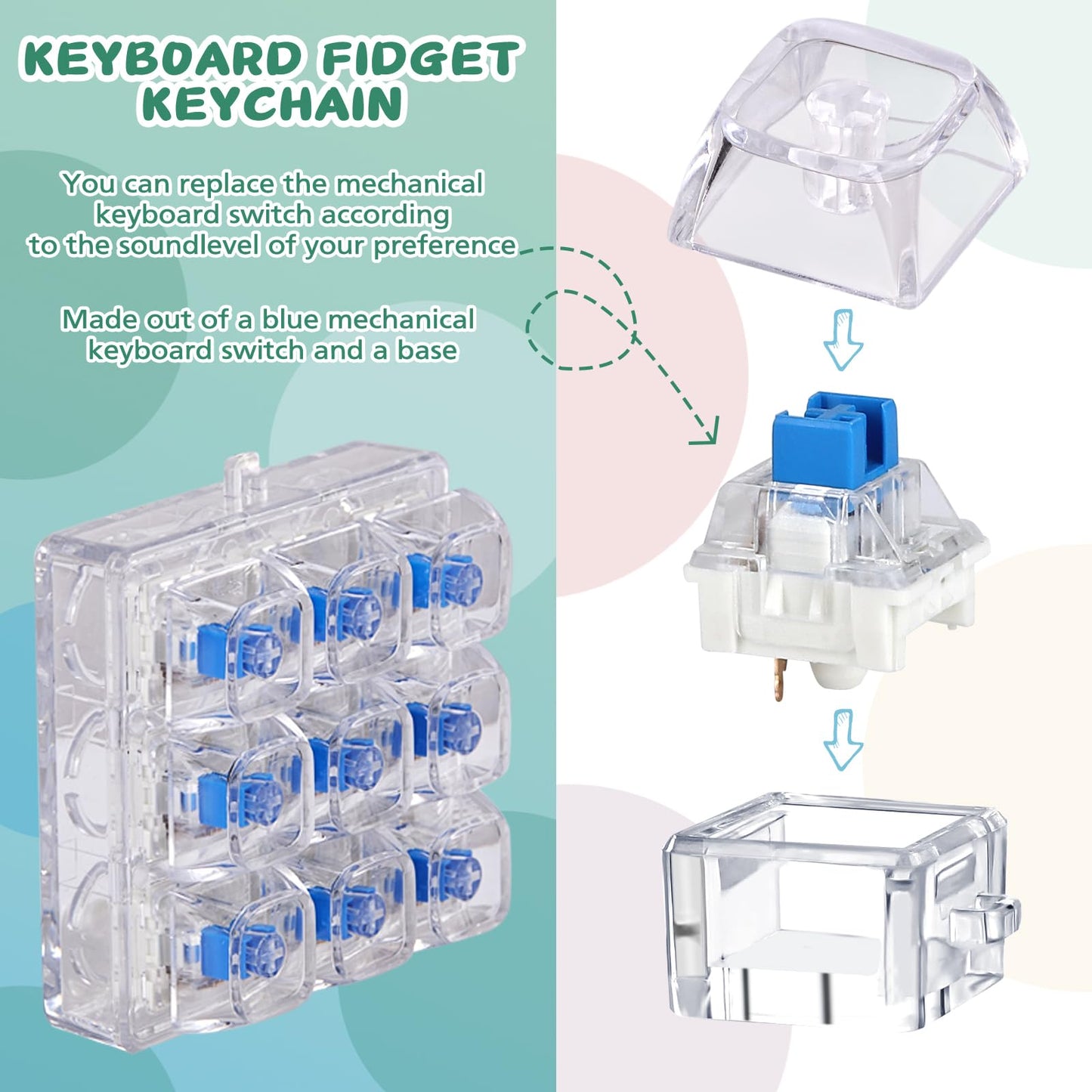 Axlksia Keyboard Fidget Toy – Portable Clicker Keychain for Stress Relief (Style E)