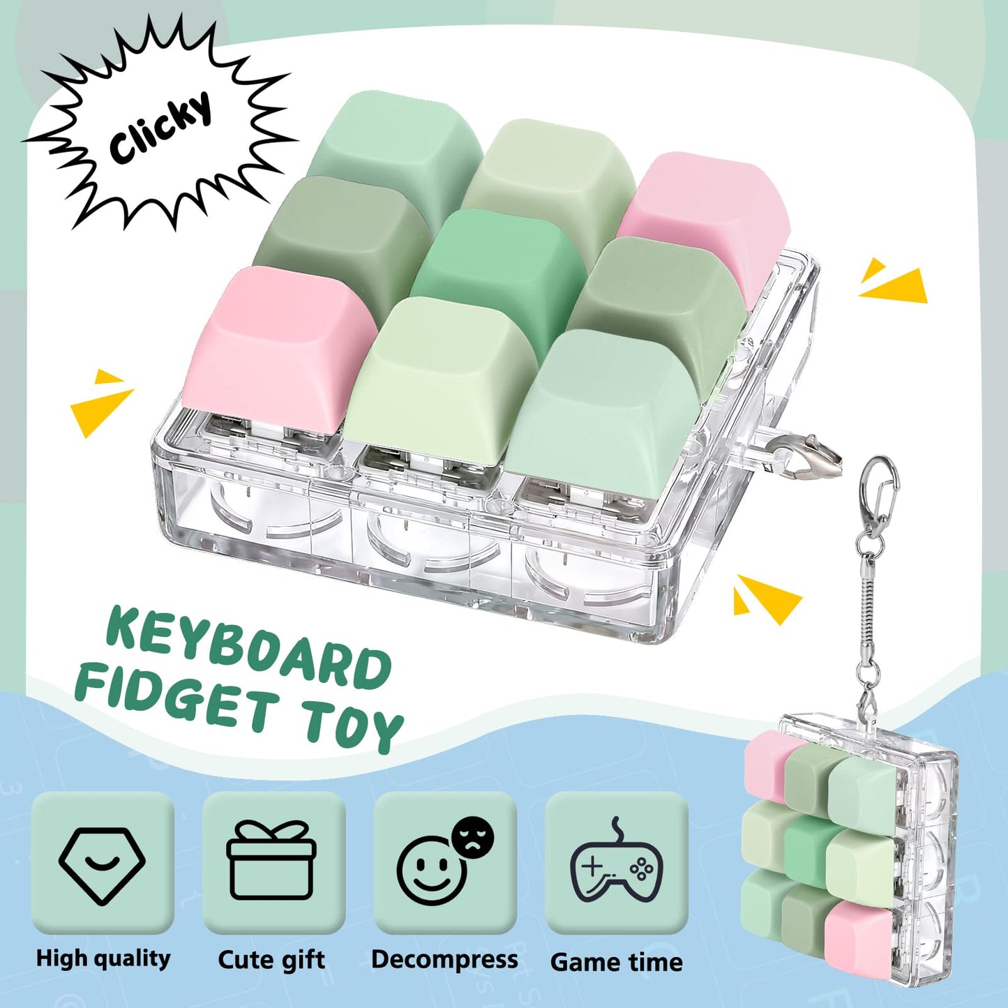 Axlksia Keyboard Fidget Toy (Style Y) – Portable Stress Relief & Focus Keychain