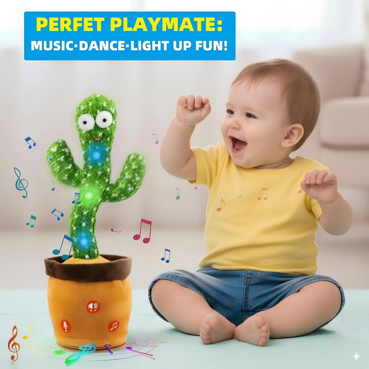 Ayeboovi Dancing Talking Cactus Toy – Volume Adjustable, Repeats What You Say, 120 Songs
