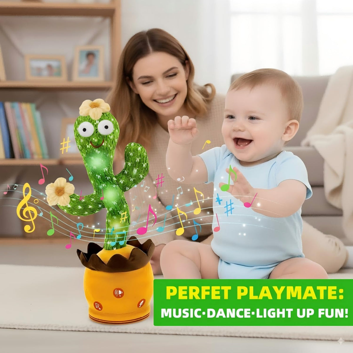 Ayeboovi Dancing Talking Cactus Baby Toy — Repeats What You Say with Volume Adjustable Flowering Cactus