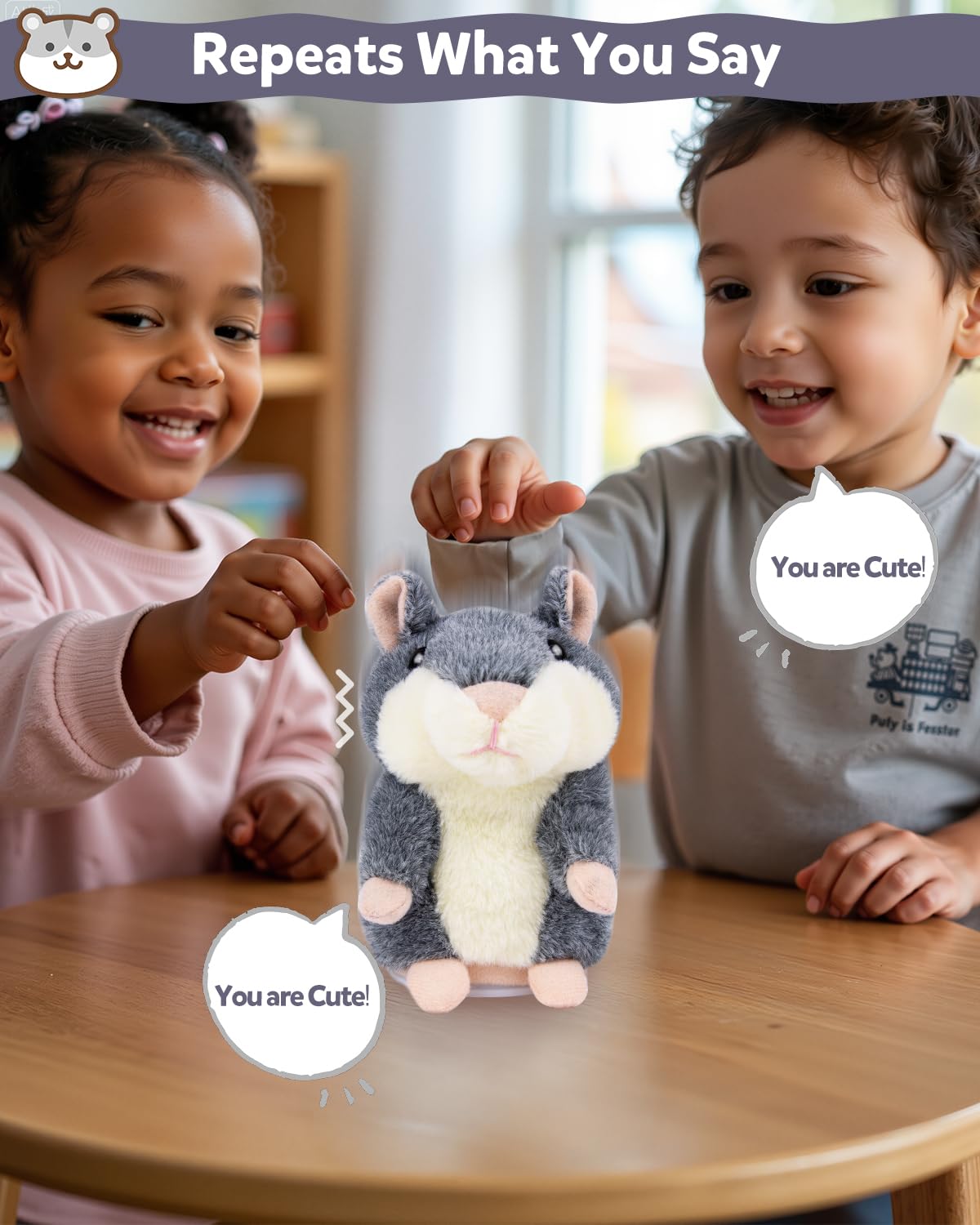 Ayeboovi Talking Hamster Toy – Repeats What You Say, Interactive Plush for Kids