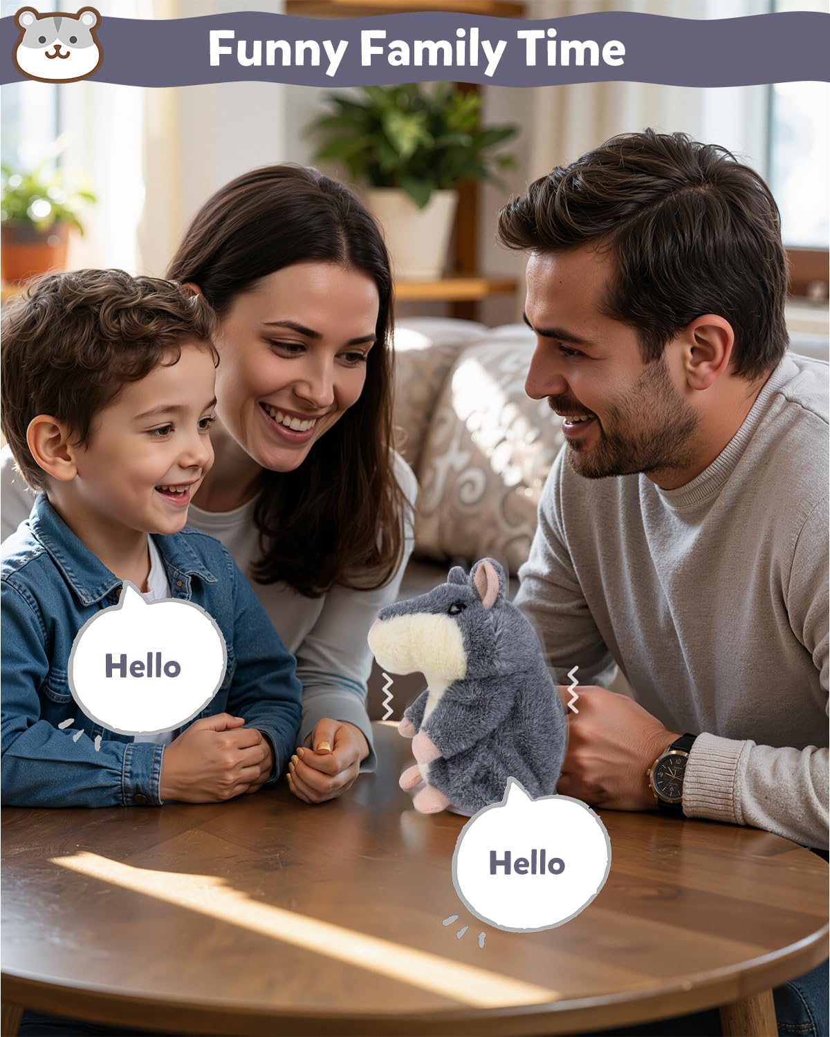 Ayeboovi Talking Hamster Toy – Repeats What You Say, Interactive Plush for Kids