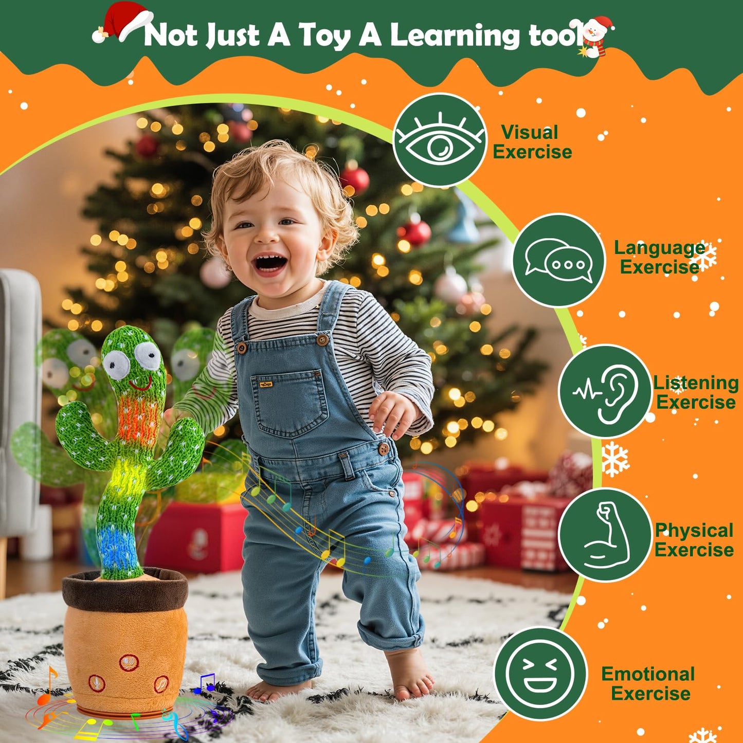 Ayeboovi Rechargeable Dancing Talking Cactus Toy – 120 Songs, Recording & Dancing for Babies