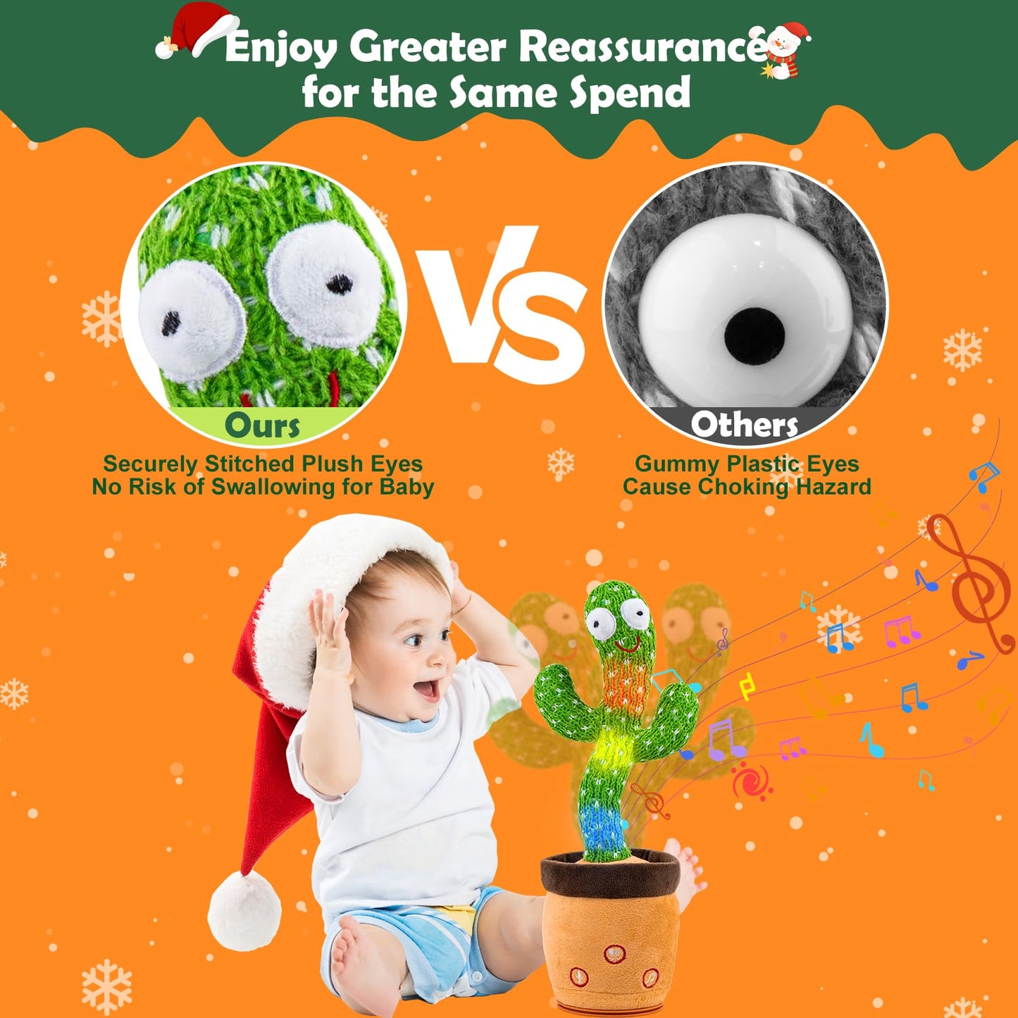 Ayeboovi Rechargeable Dancing Talking Cactus Toy – 120 Songs, Recording & Dancing for Babies