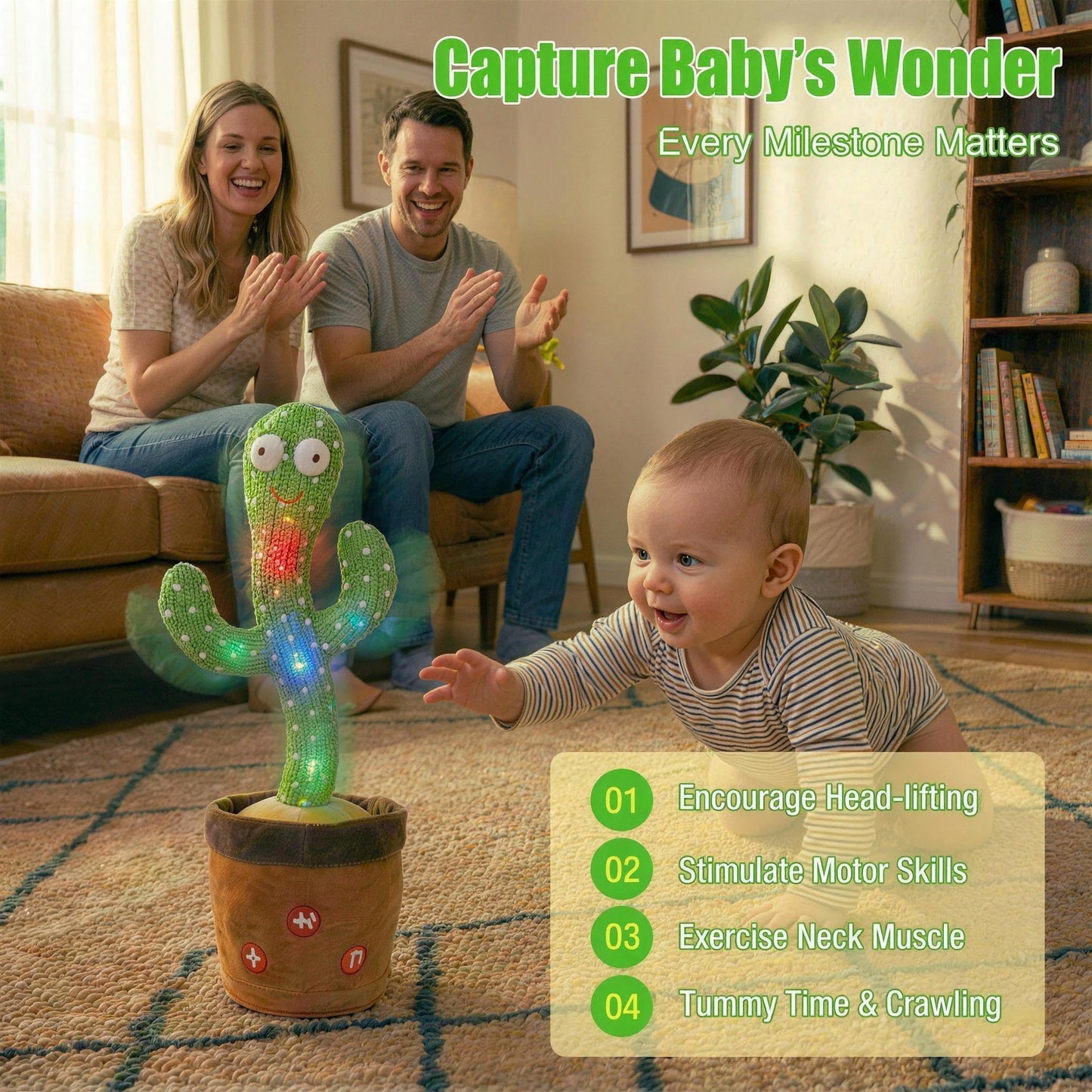 Ayeboovi Dancing Talking Cactus Toy – Volume Adjustable, Repeats What You Say, 120 Songs