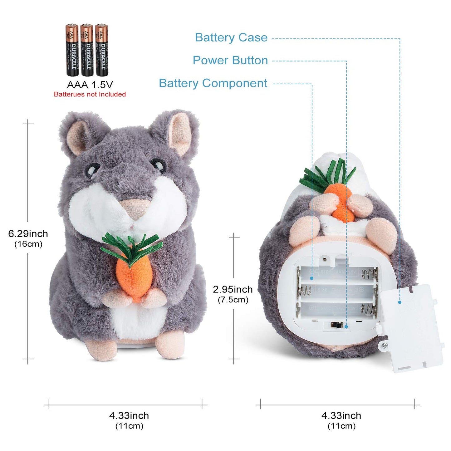 Ayeboovi Talking Hamster Repeats What You Say | Interactive Toy for Ages 2-7