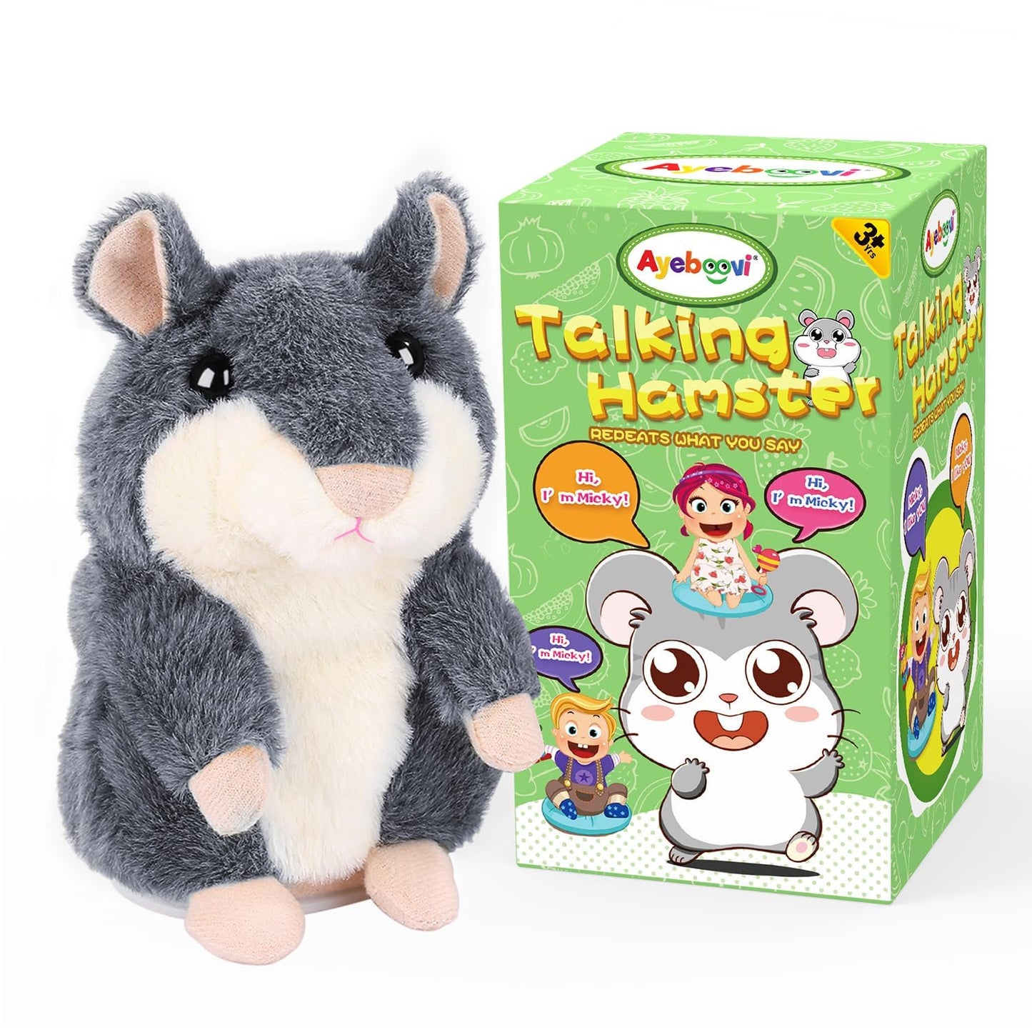 Ayeboovi Talking Hamster Toy – Repeats What You Say, Interactive Plush for Kids