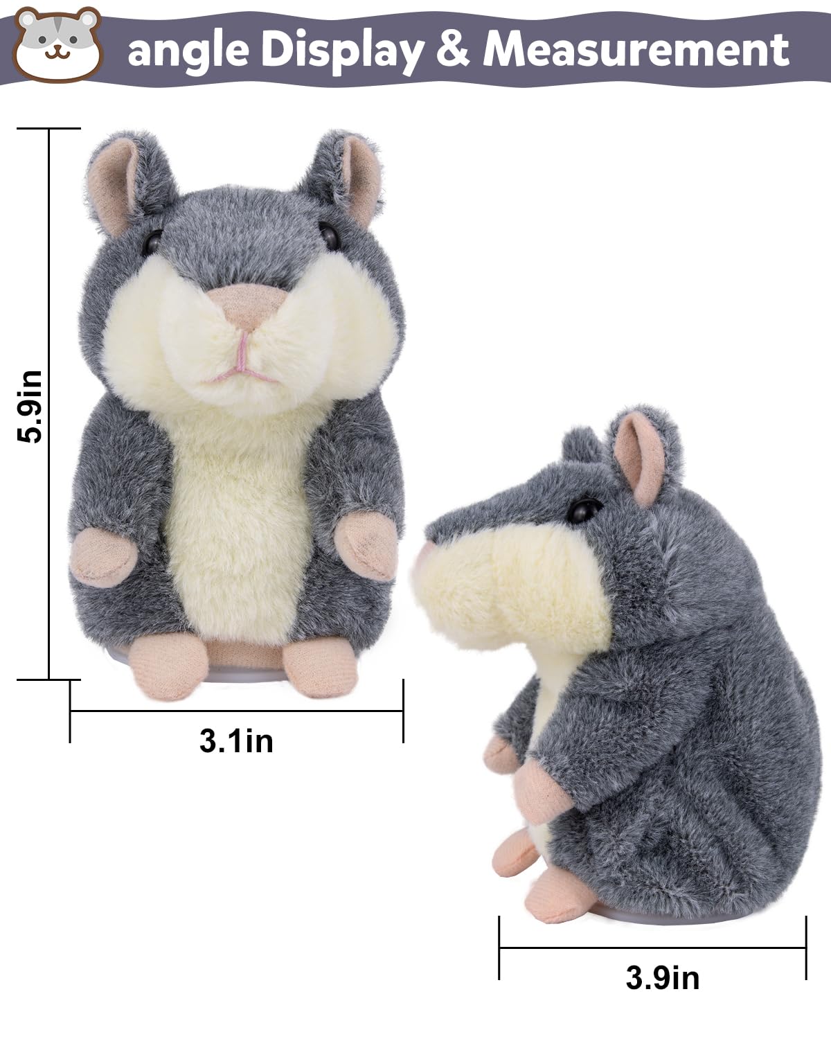 Ayeboovi Talking Hamster Toy – Repeats What You Say, Interactive Plush for Kids