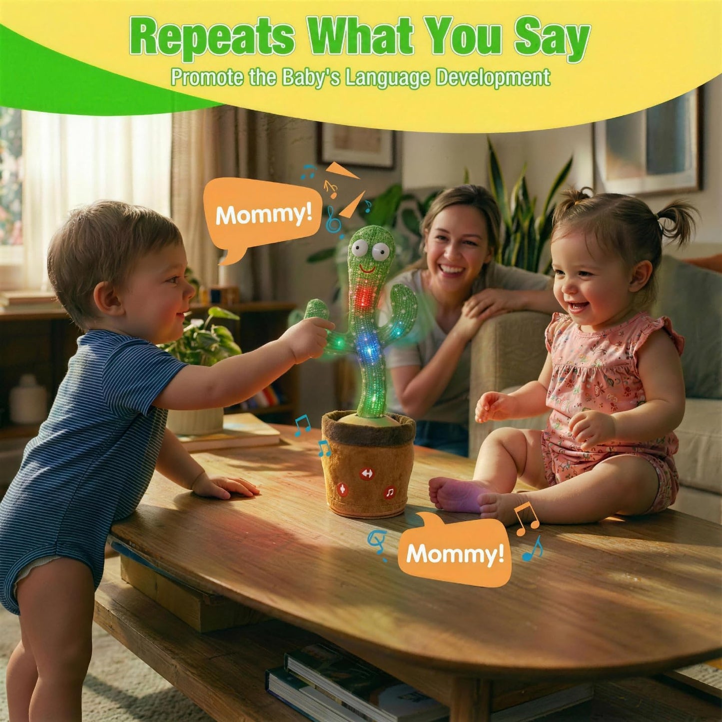 Ayeboovi Dancing Talking Cactus Toy – Volume Adjustable, Repeats What You Say, 120 Songs
