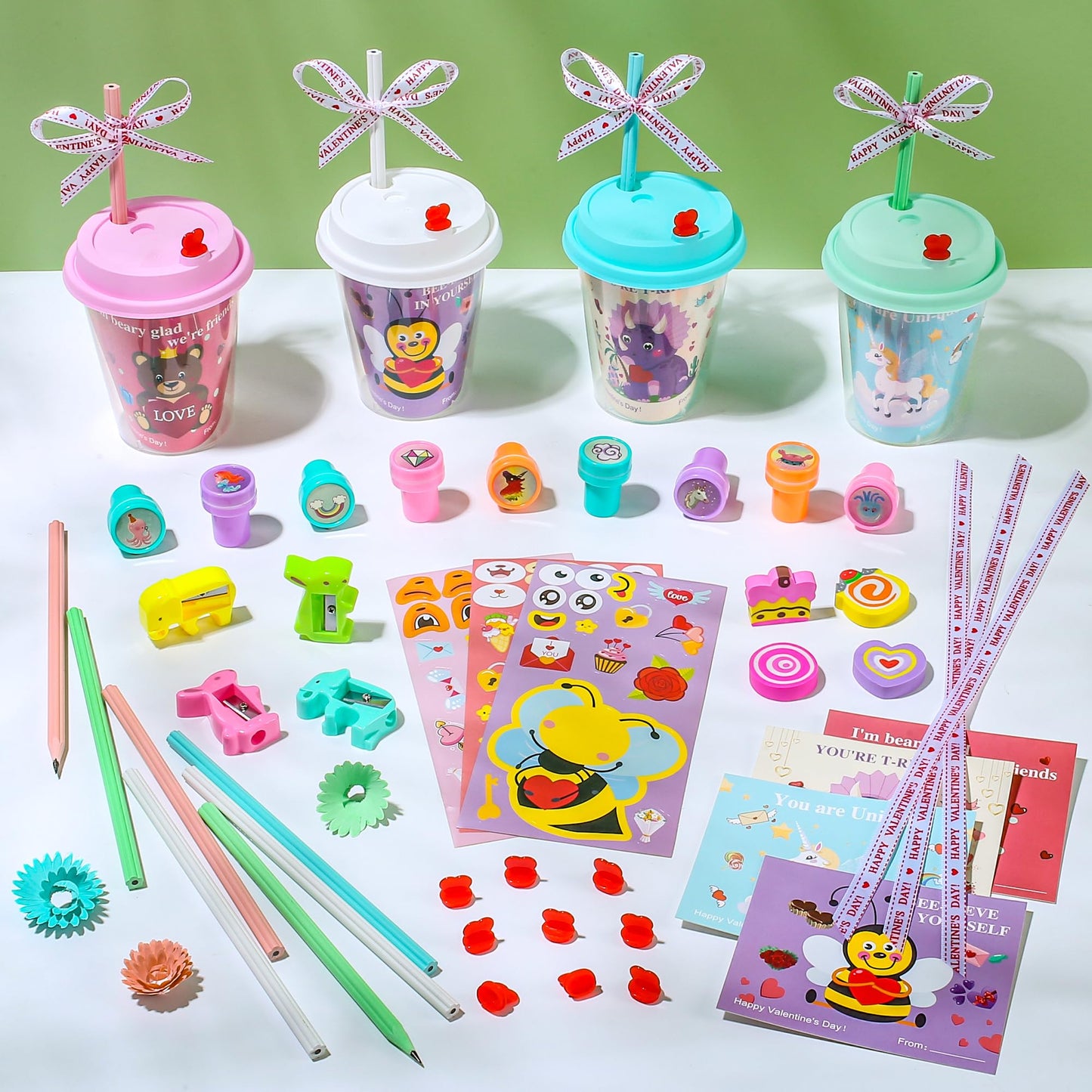 AYGXU 24-Piece Valentines Day Stationery Set for Kids – Classroom Gifts & Cards