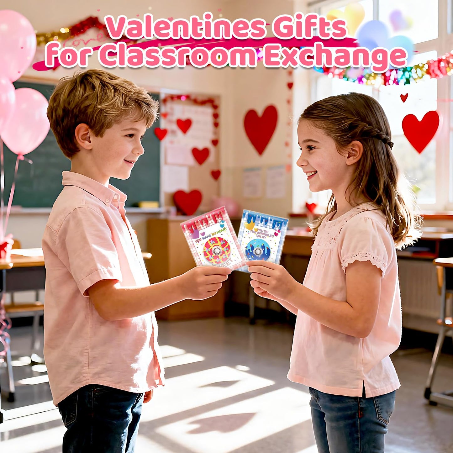 AyiOwmpa Valentines Day Cards for Kids — 24 Donut Fidget Spinner Classroom Gifts
