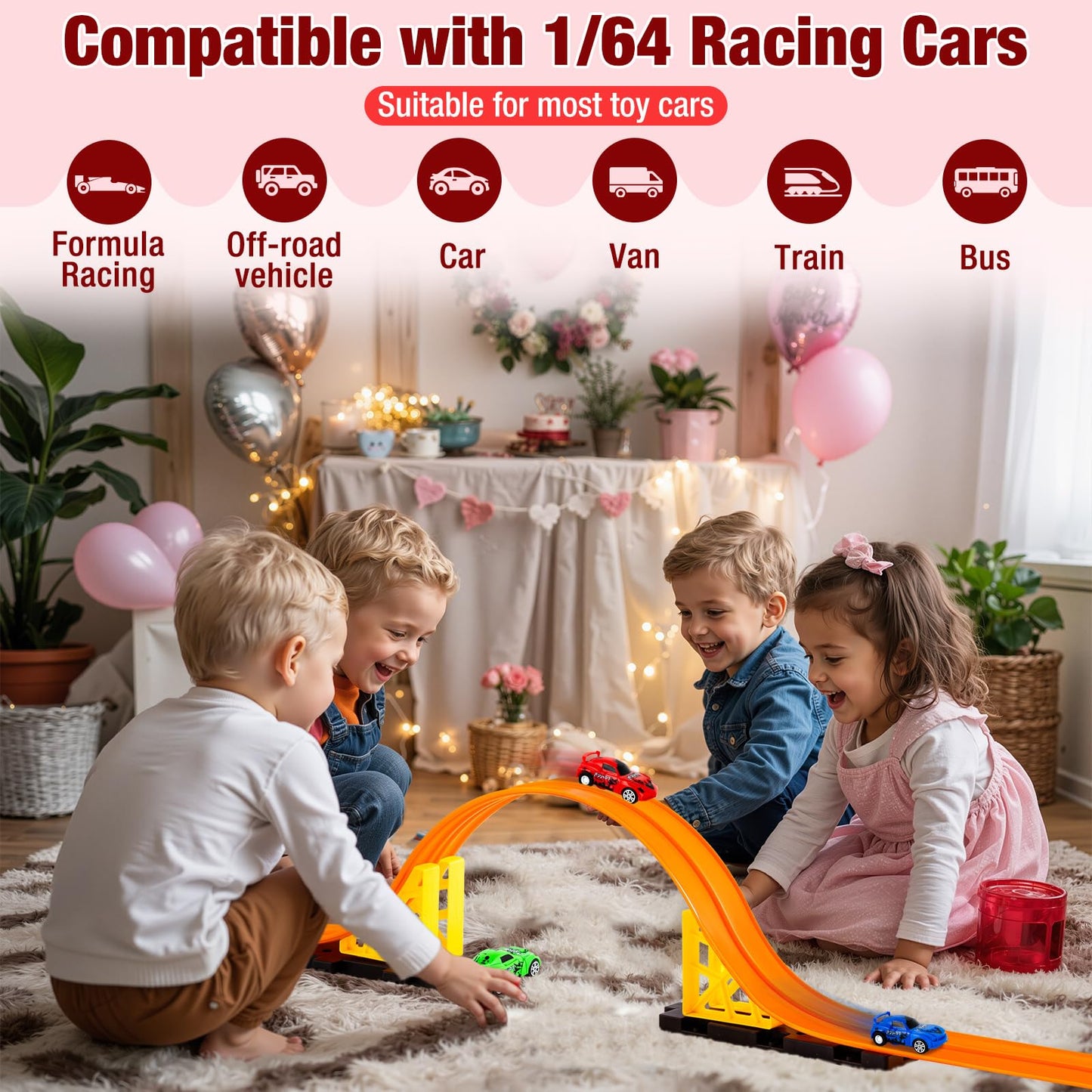 Aywewii 16.4 Ft Flexible Race Track – Roll-Up DIY Toy for 1/64 Cars | Valentines & Easter Gift