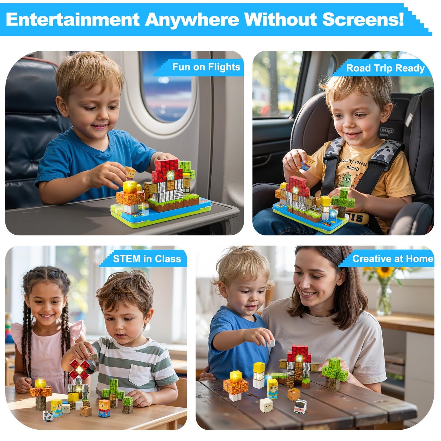 Aywewii Magnetic Blocks 45 PCS – Portable STEM Travel Toy for Kids 3-5 (Farm Edition 1)