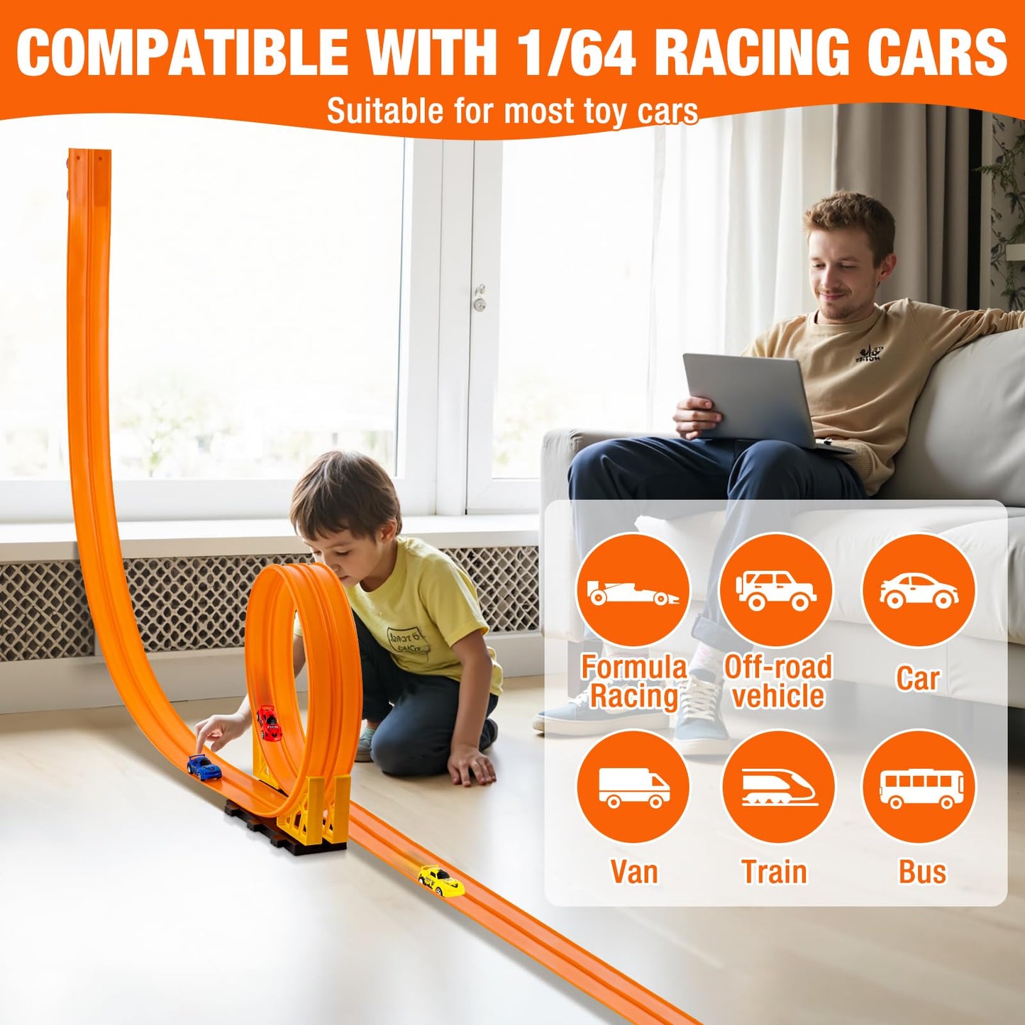 Aywewii 16.4 Ft Flexible Race Track – Roll-Up DIY Toy for 1/64 Cars | Valentines & Easter Gift