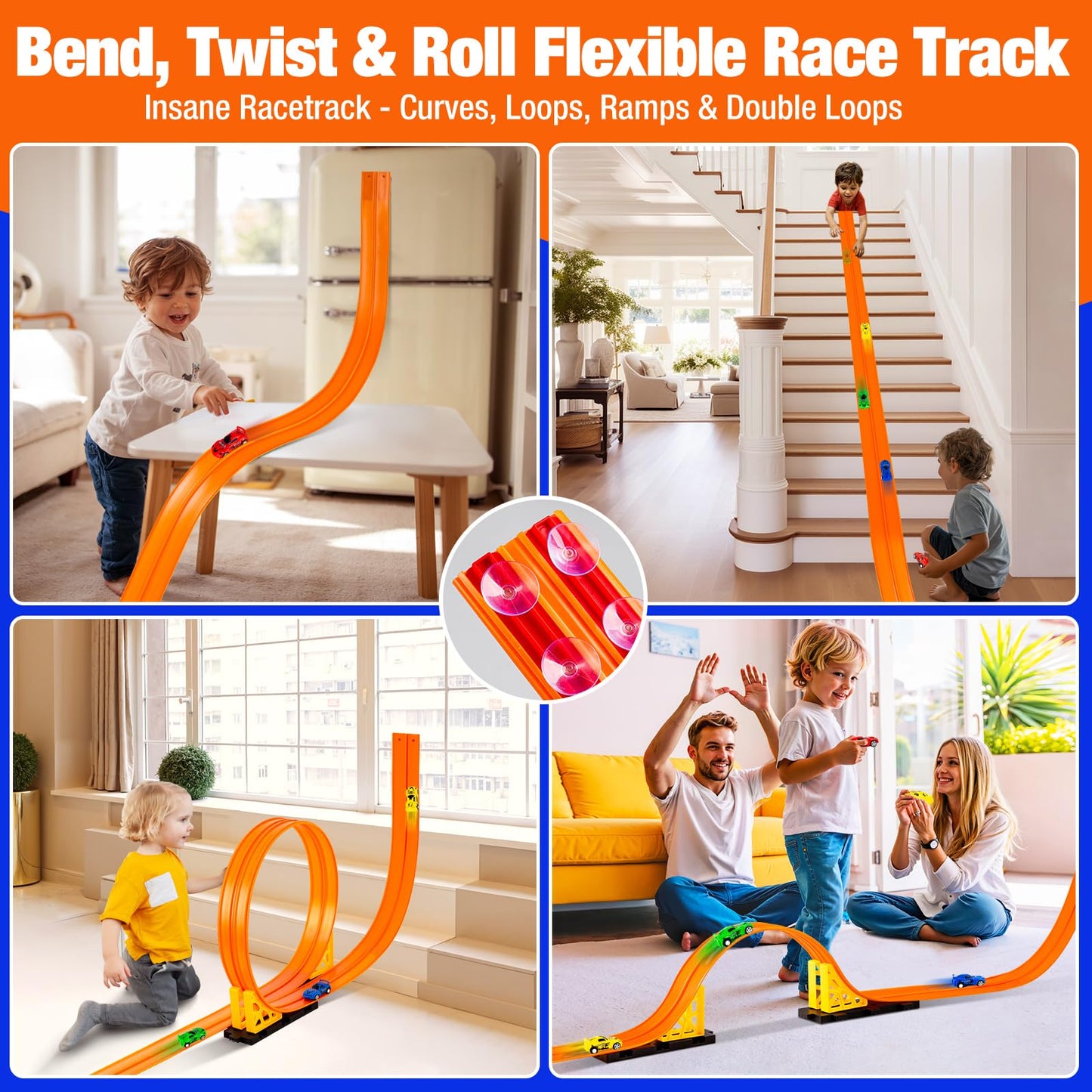 Aywewii 16.4 Ft Flexible Race Track – Roll-Up DIY Toy for 1/64 Cars | Valentines & Easter Gift