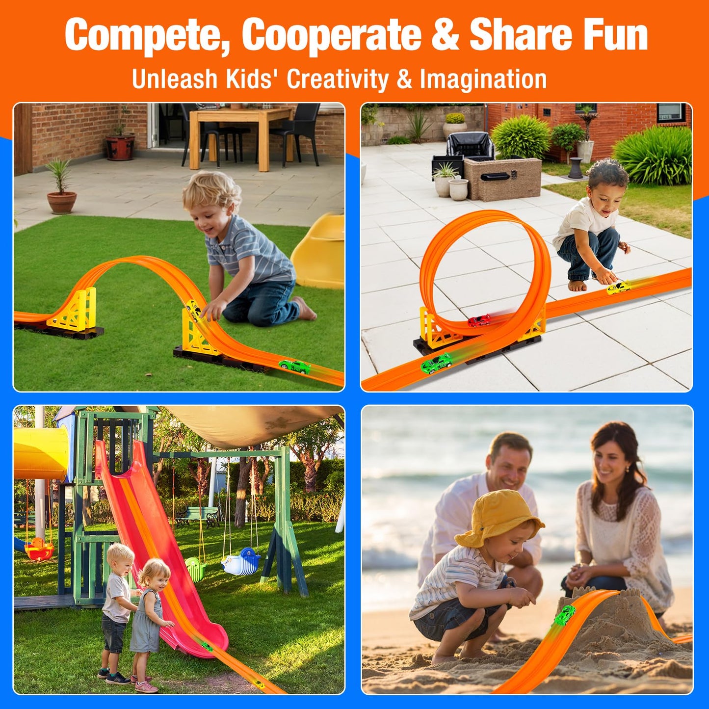 Aywewii 16.4 Ft Flexible Race Track – Roll-Up DIY Toy for 1/64 Cars | Valentines & Easter Gift