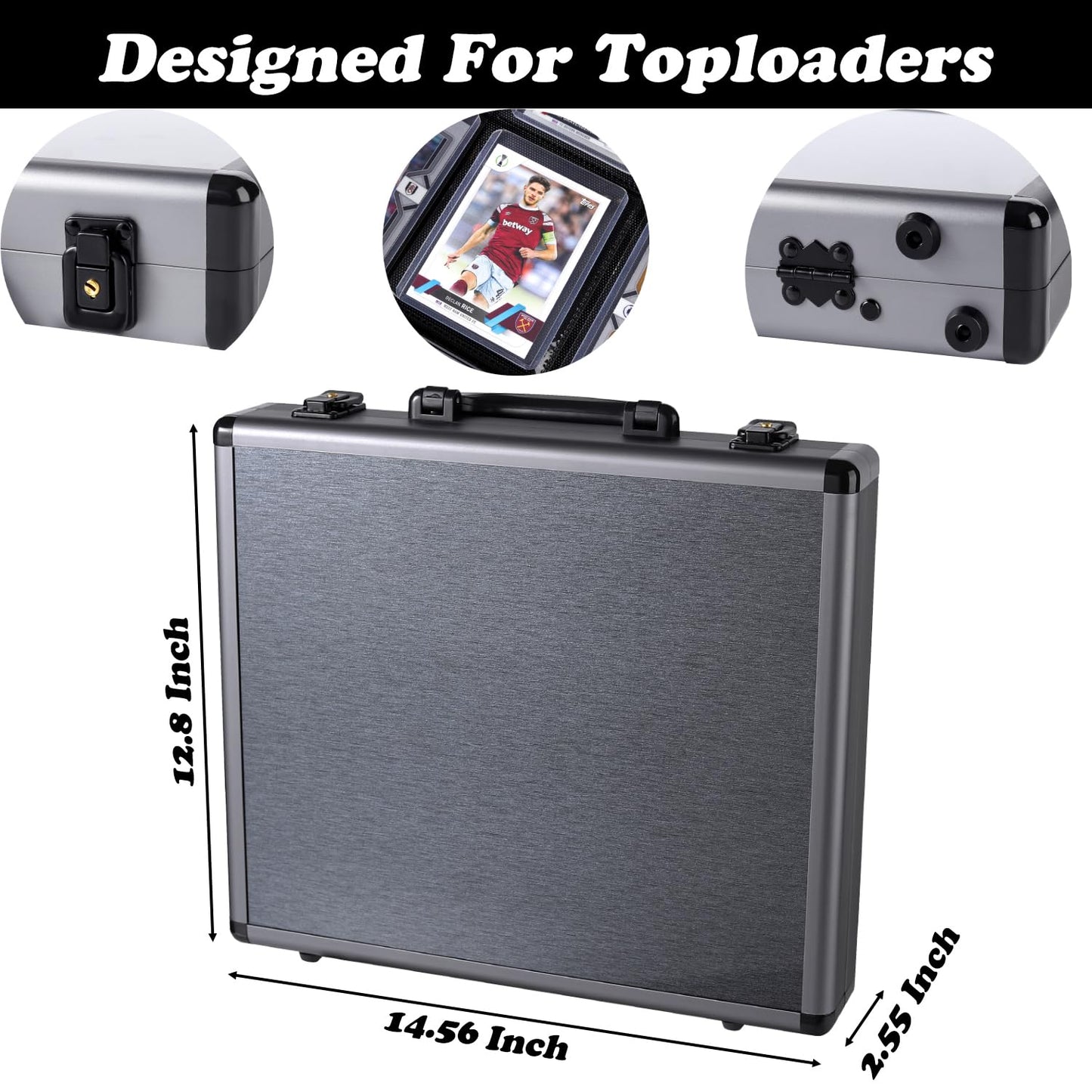 Azamou 216-Toploader Binder: Aluminum Hard Case for 3x4 Cards, 12 Pages, 9-Pocket Sleeves (Gray)