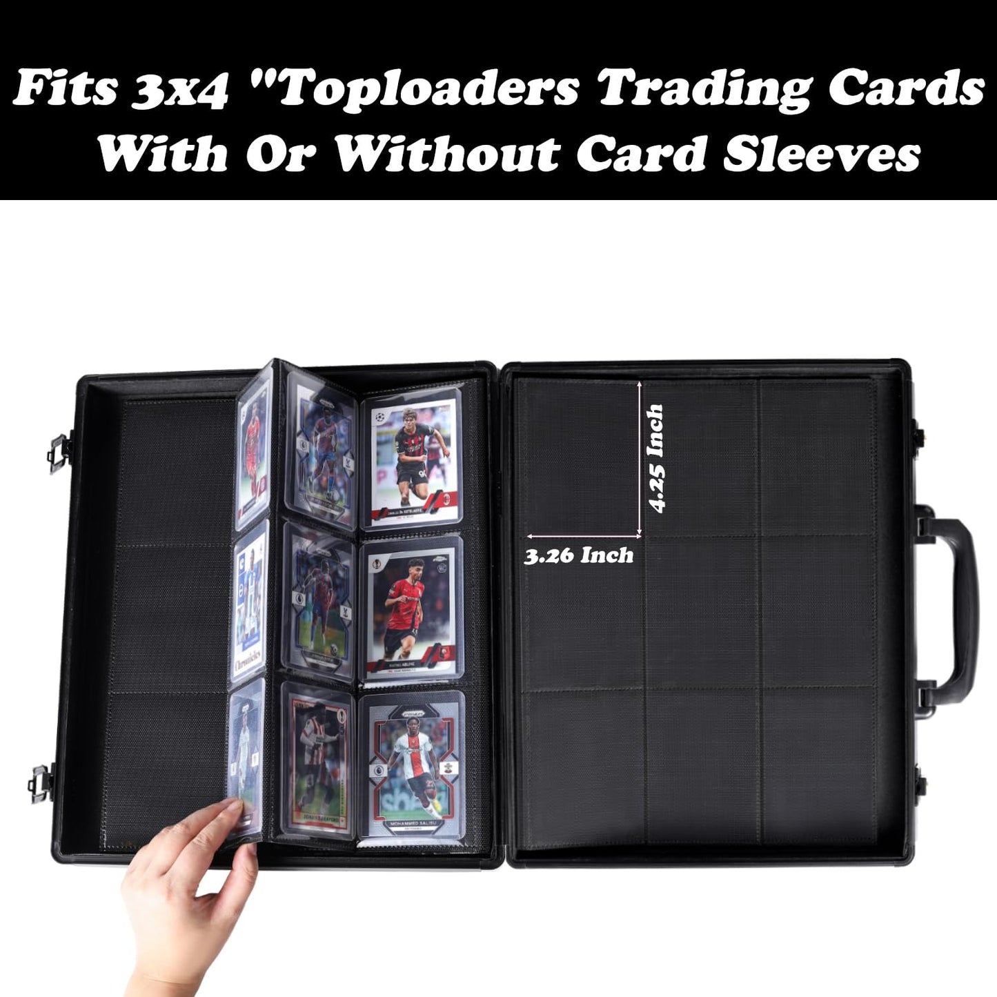 Azamou Toploader Binder — Holds 216 Toploaders, 9-Pocket Sleeves, 3-inch x 4-inch Cards (Black)