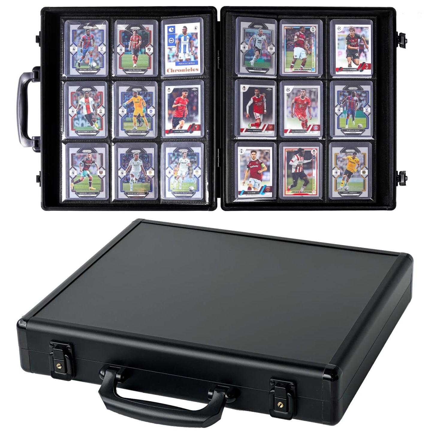 Azamou Toploader Binder — Holds 216 Toploaders, 9-Pocket Sleeves, 3-inch x 4-inch Cards (Black)