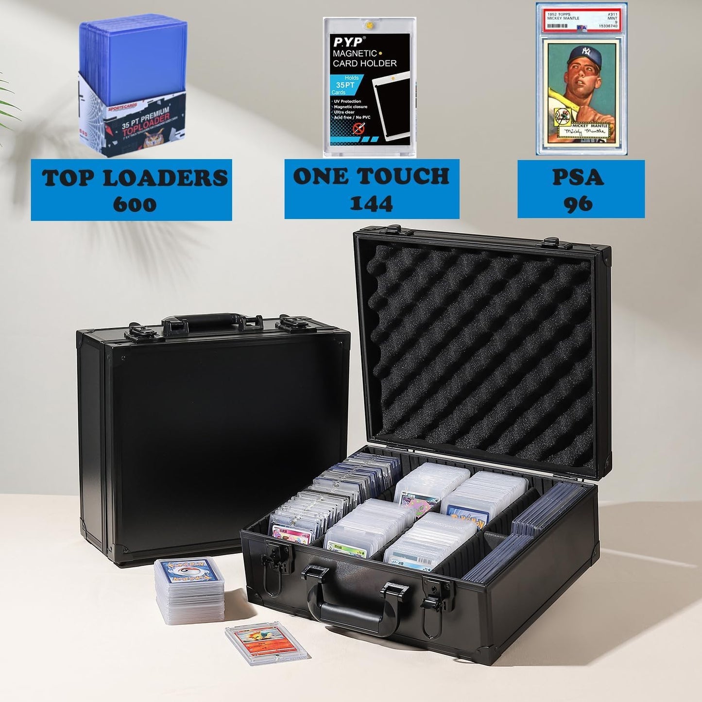 Azamou Toploaders Storage Box – 3x4 35pt, Holds 600+ Toploaders (M600-Black)