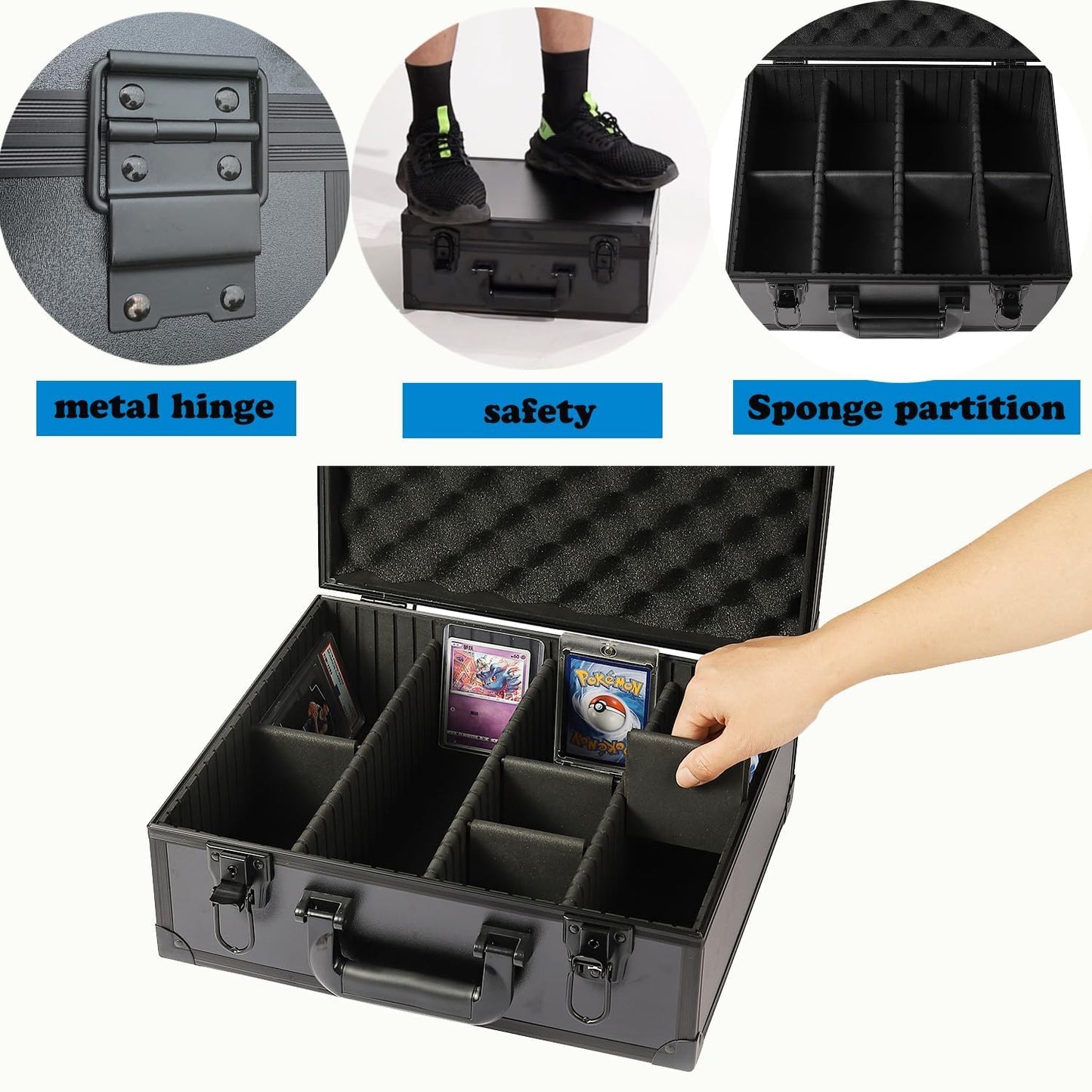 Azamou Toploaders Storage Box – 3x4 35pt, Holds 600+ Toploaders (M600-Black)