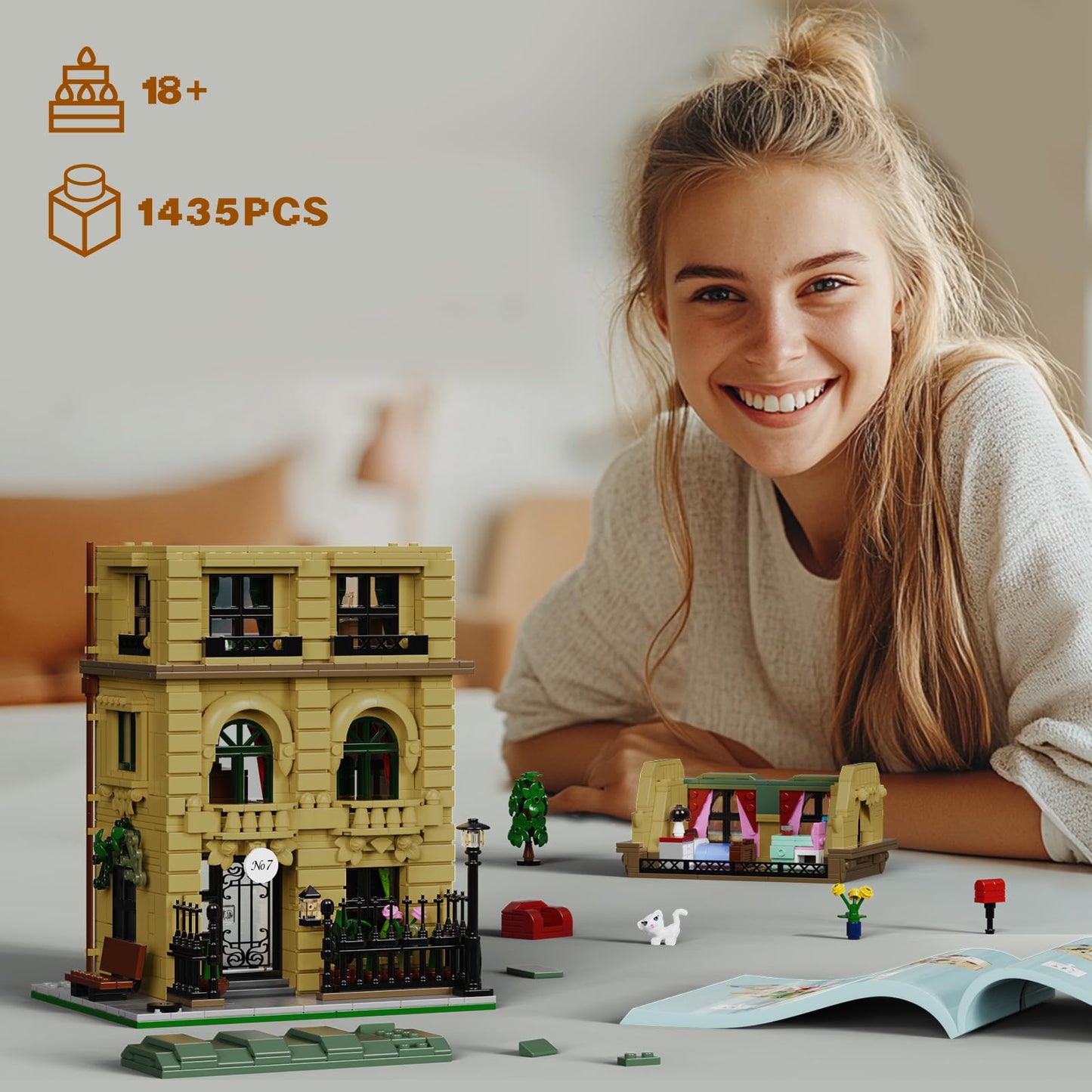 AZBHDTYS Nanny Building House Set – 1435 PCS, Lego Modular Compatible, Gifts for Fans 6+
