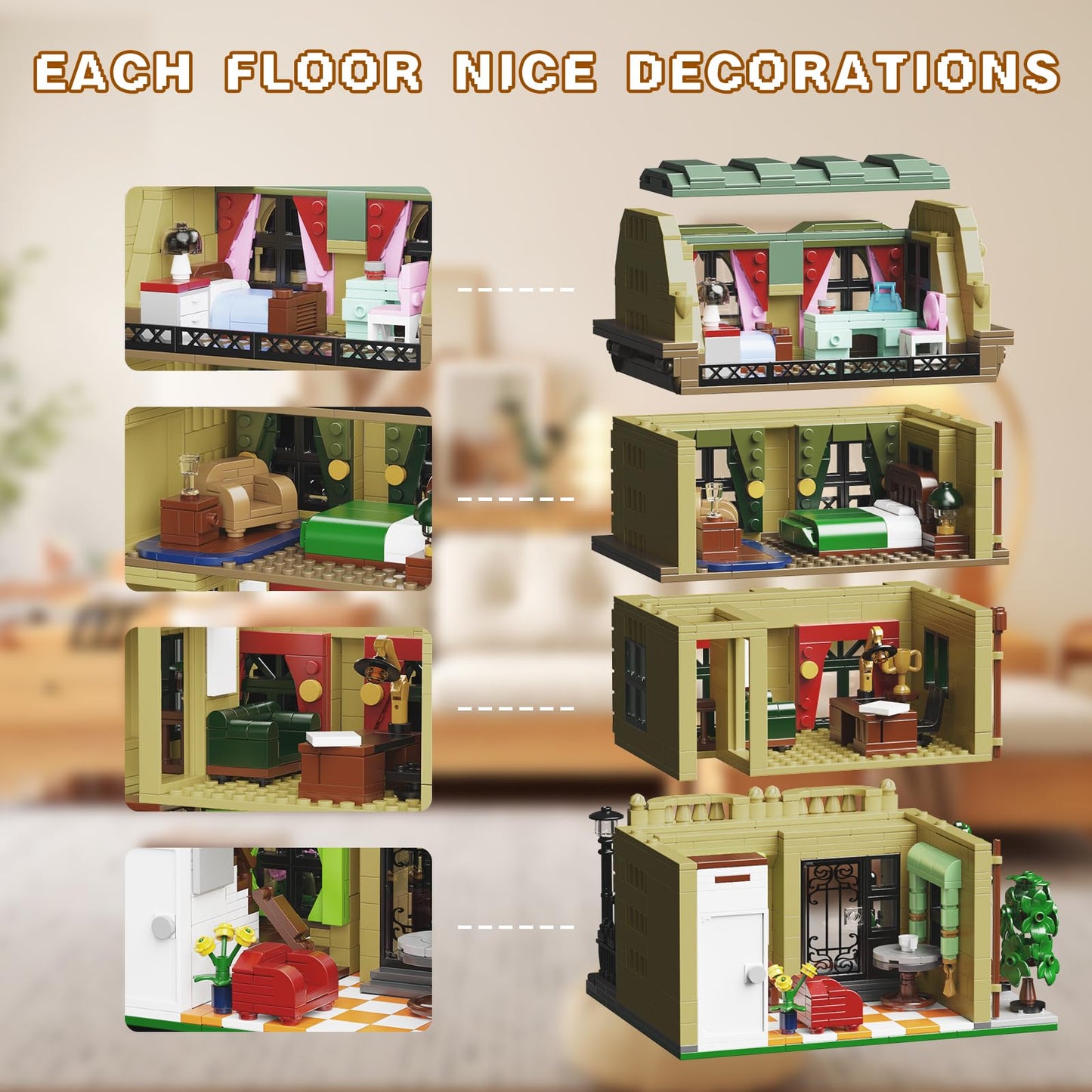 AZBHDTYS Nanny Building House Set – 1435 PCS, Lego Modular Compatible, Gifts for Fans 6+