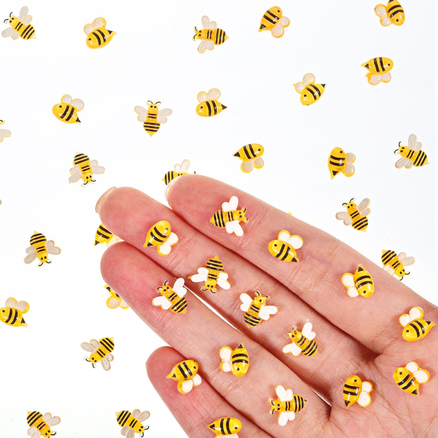 Azefnuhk 200Pcs Mini Resin Bees for Crafts – Front & Side Bee Embellishments