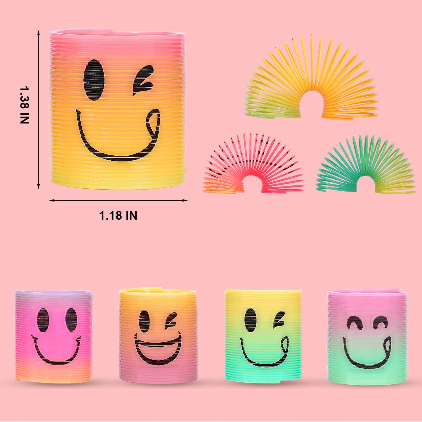 AZEN 32 Pcs Mini Spring Favors - Rainbow Fidget Toys for Kids, Classroom Prizes & Goodie Bags