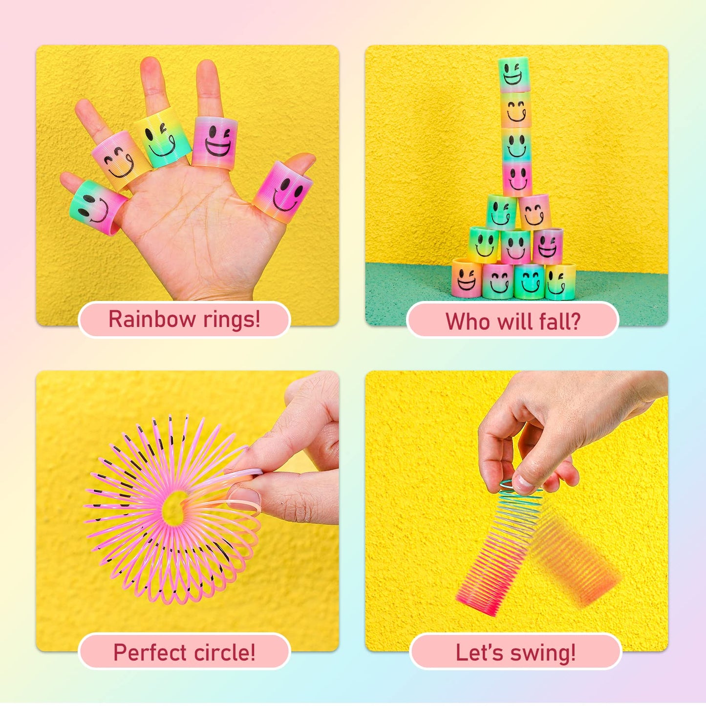 AZEN 24 Pcs Mini Spring Favors — Rainbow Fidget Toys for Kids 3-5 & 4-8 | Party Bags & Classroom Prizes