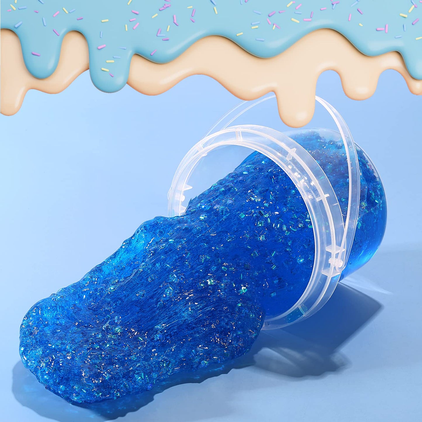 Azeperoy Premade Blueberry Jelly Cube Slime – Glimmer Crunchy Crystal with 6 Add-ins