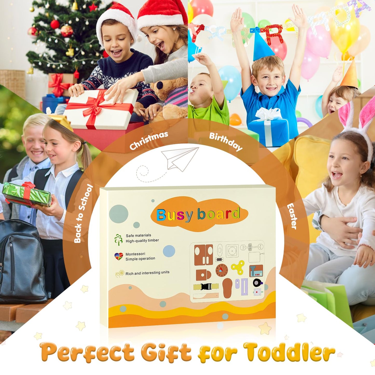 Azoravio Busy Board – 18-in-1 Wooden Montessori Sensory Toy for Toddlers (1–4 Years)