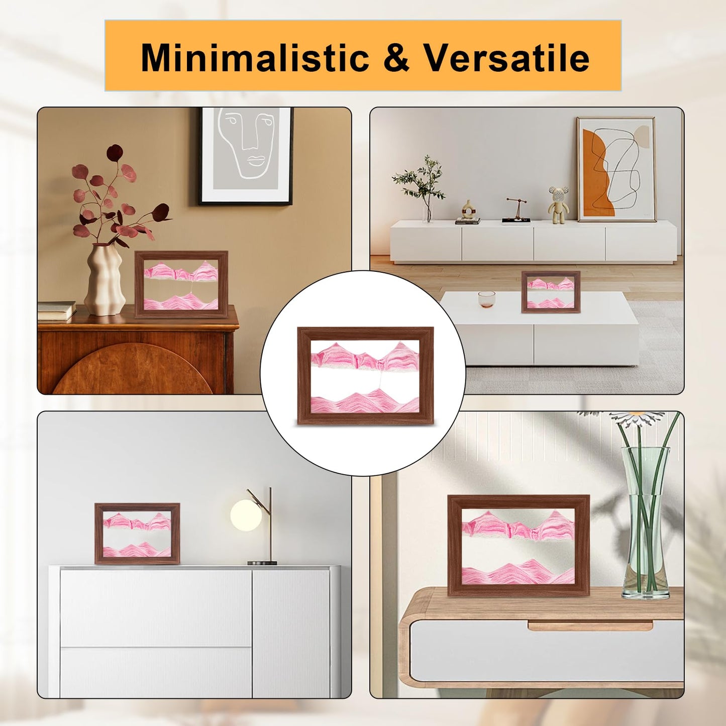 AzureLeap Moving Sand Art – 3D Deep Sea Sand Scene in Pink, 6in Wood Frame
