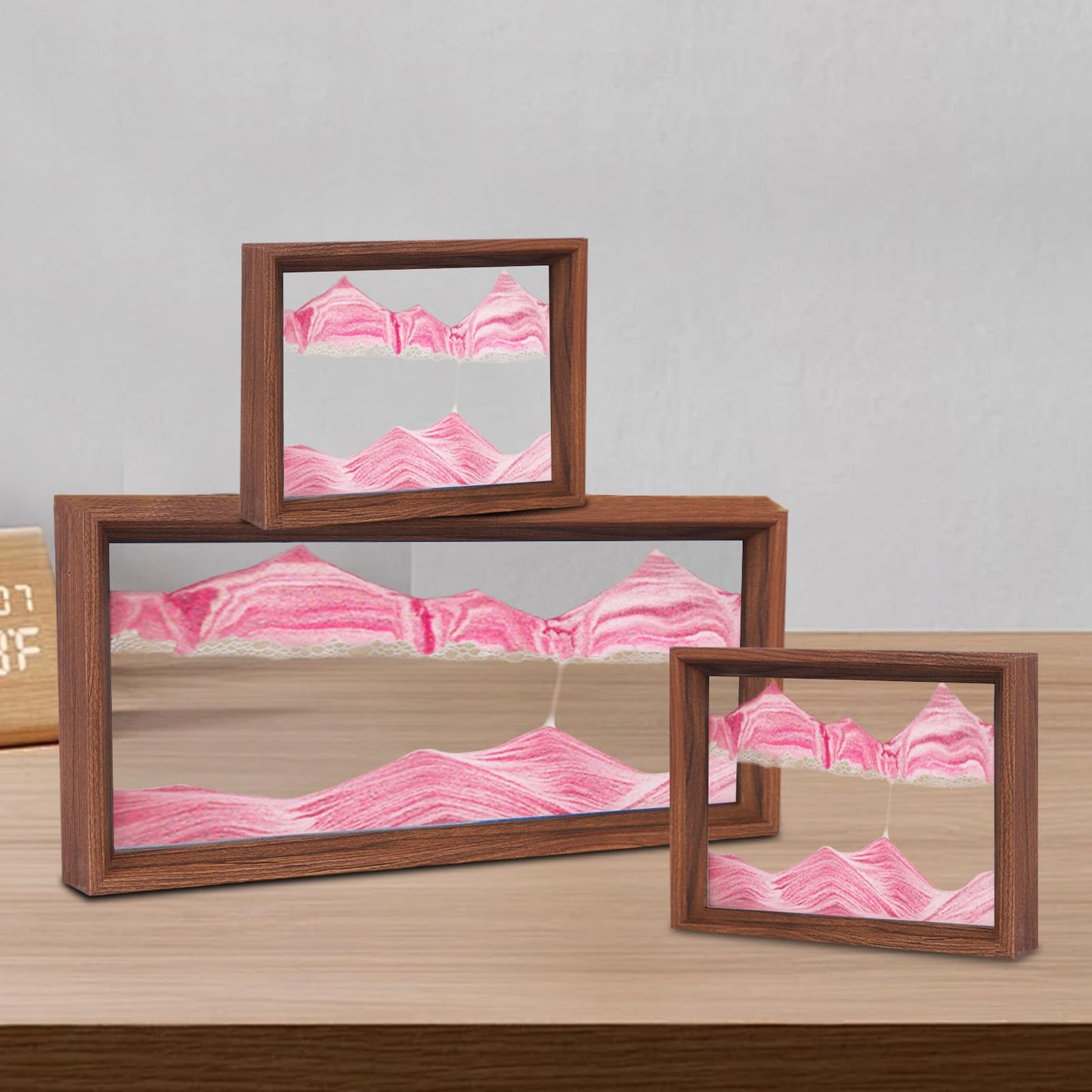 AzureLeap Moving Sand Art – 3D Deep Sea Sand Scene in Pink, 6in Wood Frame