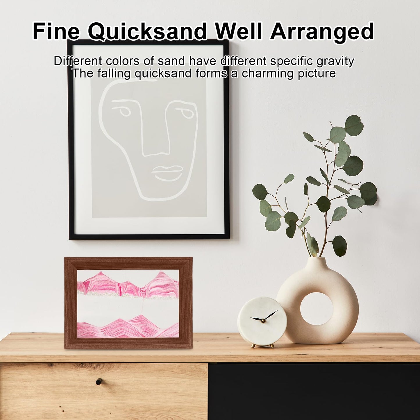 AzureLeap Moving Sand Art – 3D Deep Sea Sand Scene in Pink, 6in Wood Frame