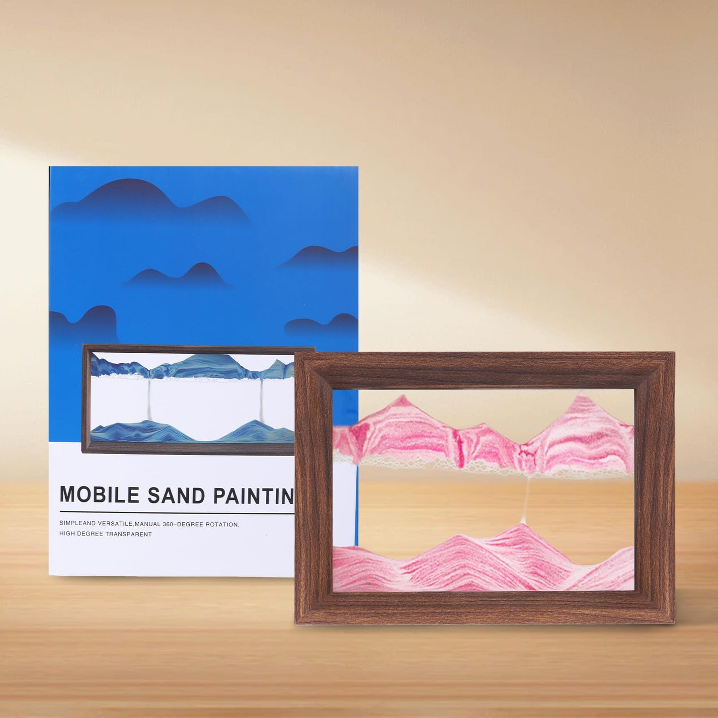AzureLeap Moving Sand Art – 3D Deep Sea Sand Scene in Pink, 6in Wood Frame