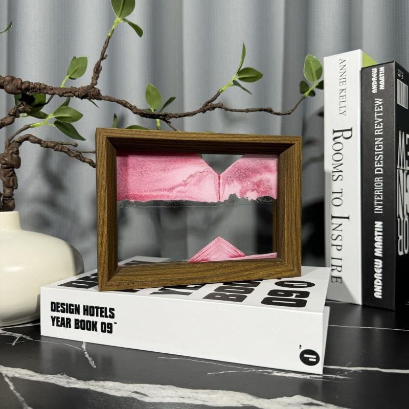 AzureLeap Moving Sand Art – 3D Deep Sea Sand Scene in Pink, 6in Wood Frame