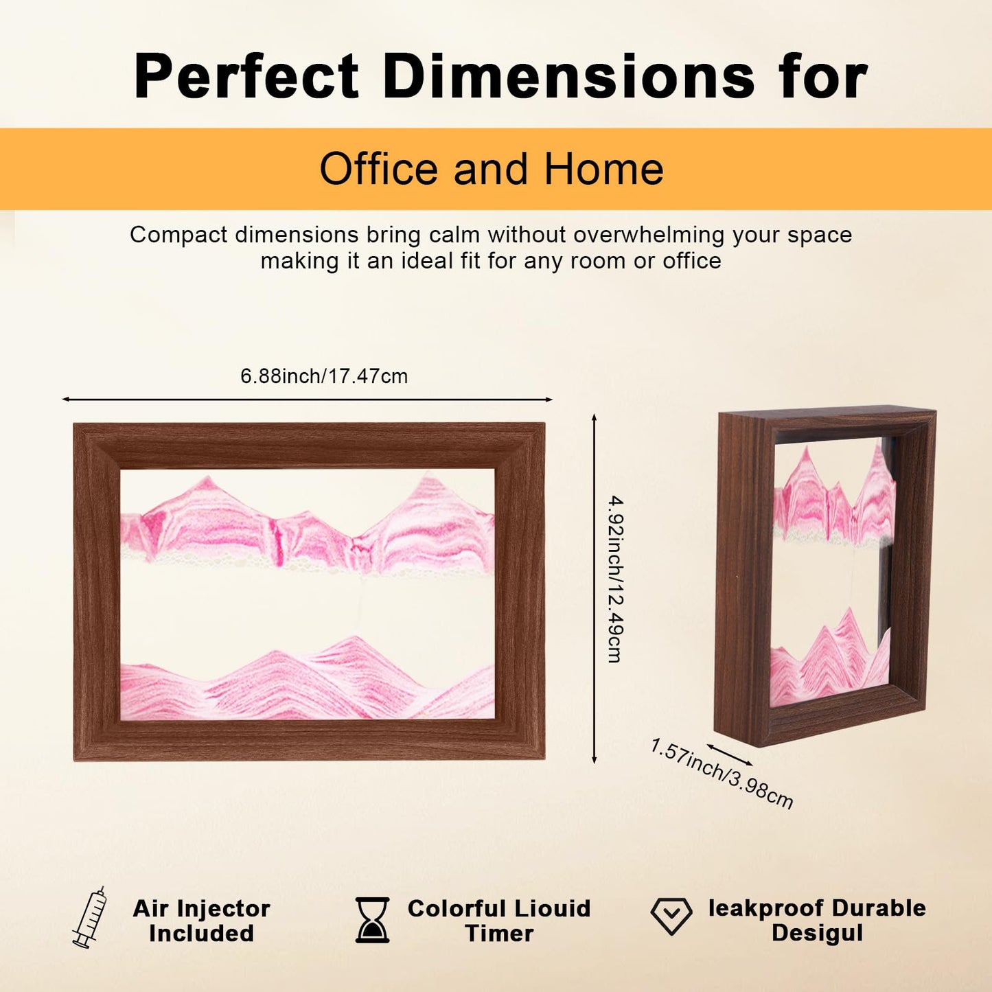 AzureLeap Moving Sand Art – 3D Deep Sea Sand Scene in Pink, 6in Wood Frame