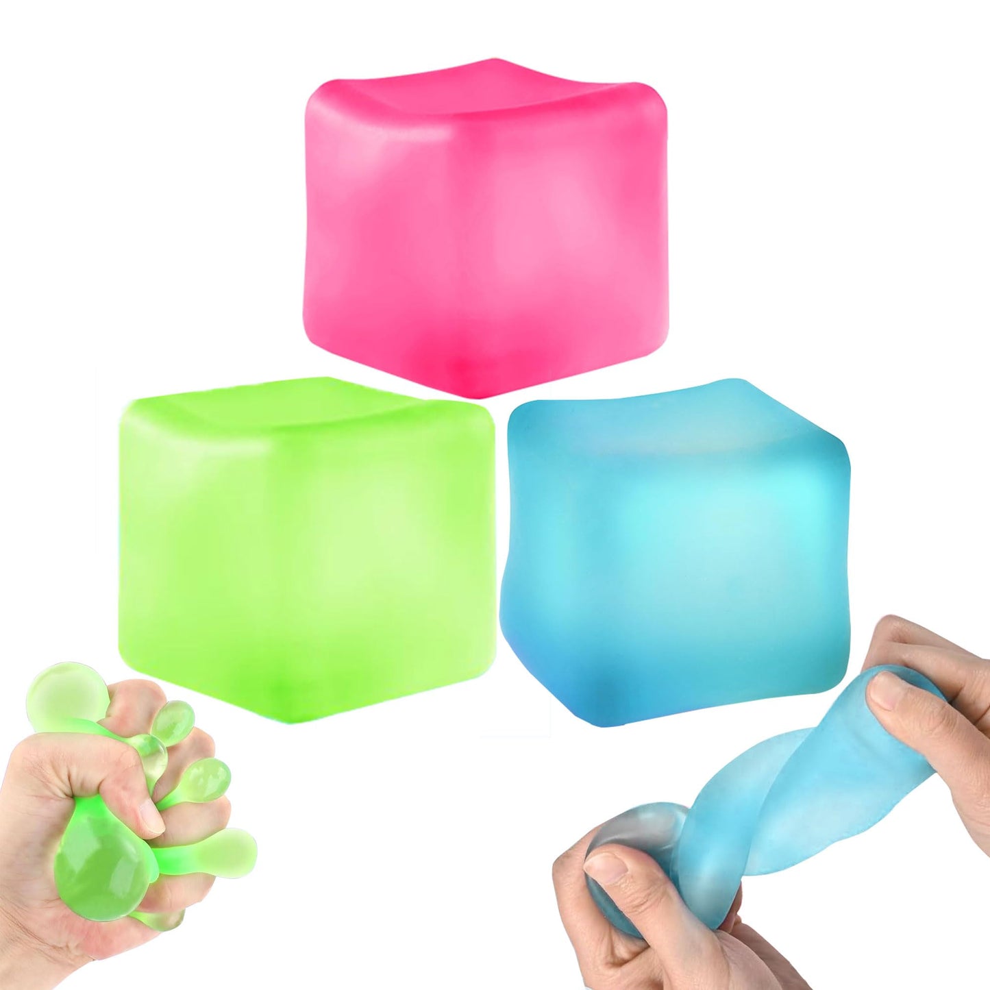 Azurphoric 3Pcs Stress Cube Squishy Toys – Slow Rising, Quiet Fidget Balls for Focus & Calm