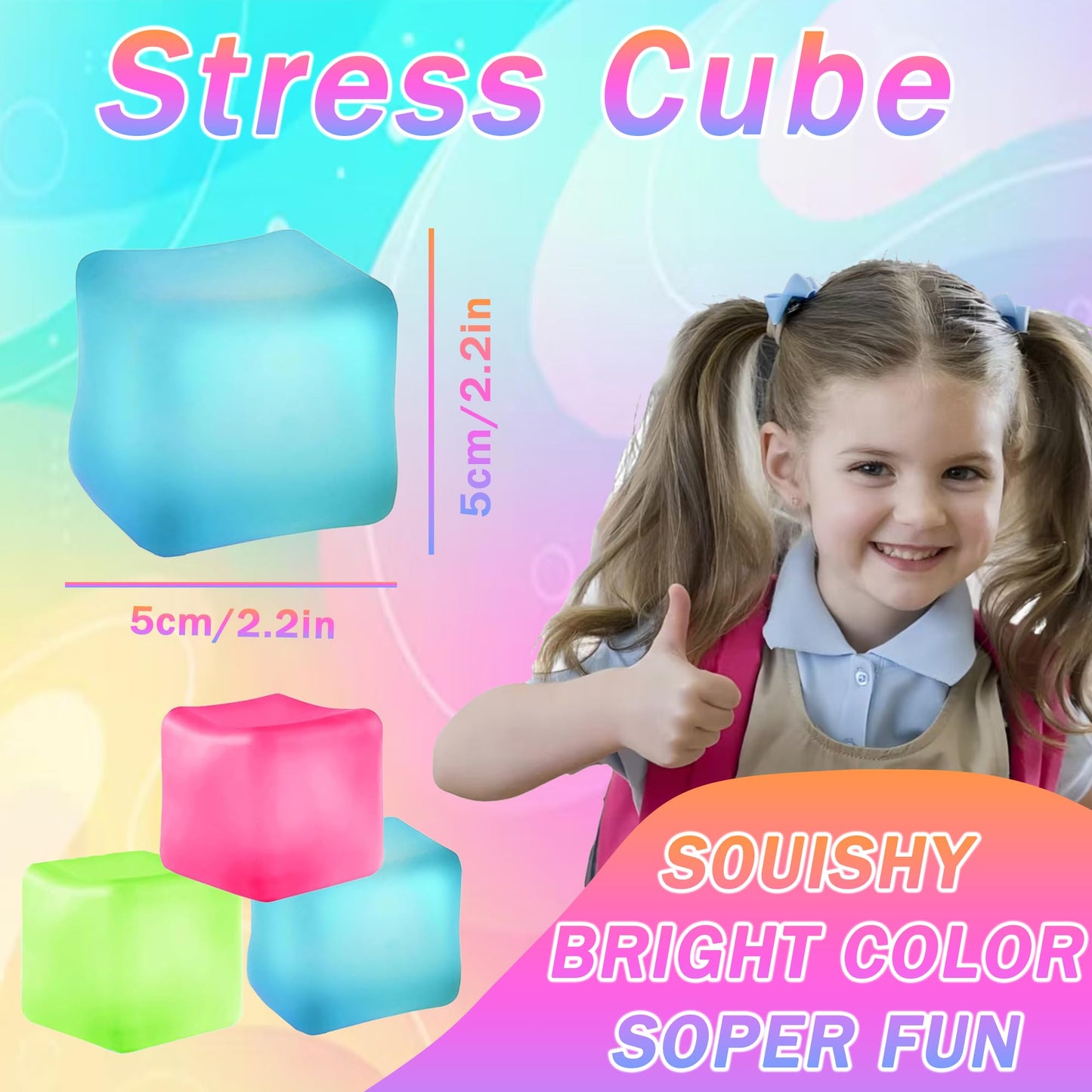 Azurphoric 3Pcs Stress Cube Squishy Toys – Slow Rising, Quiet Fidget Balls for Focus & Calm
