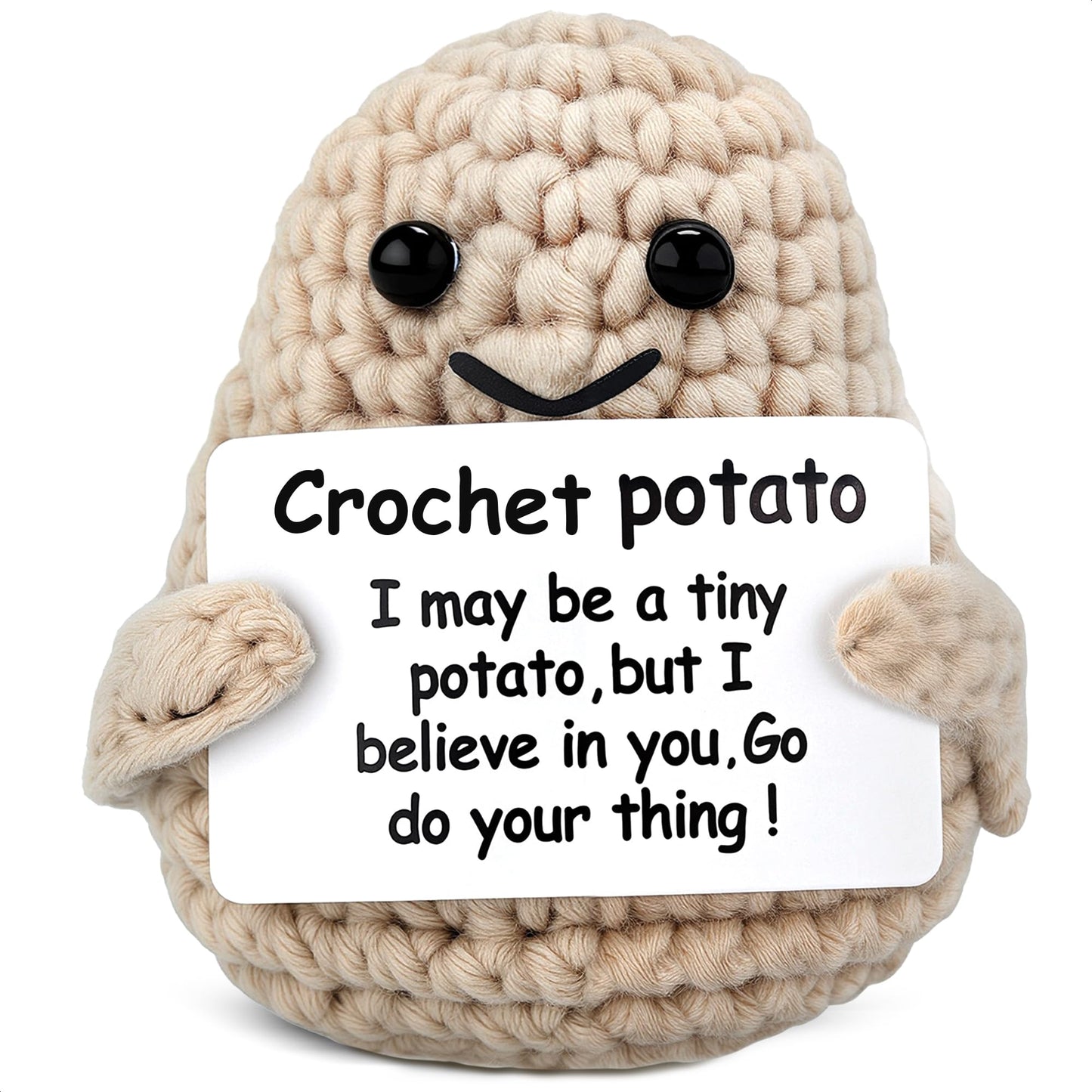 AZZORI Crochet Potato – Tiny Yarn Plush with Encouragement Card