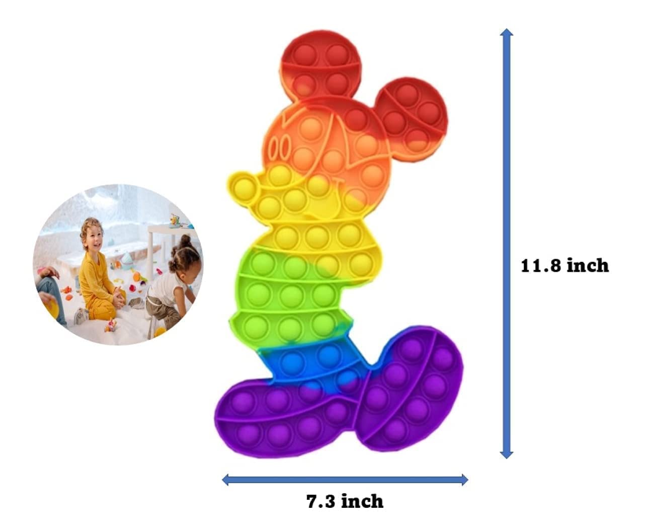 Azsure Lifestyle Large Sensory Silicone Pop It Rainbow Mouse – Stress Relief & Focus