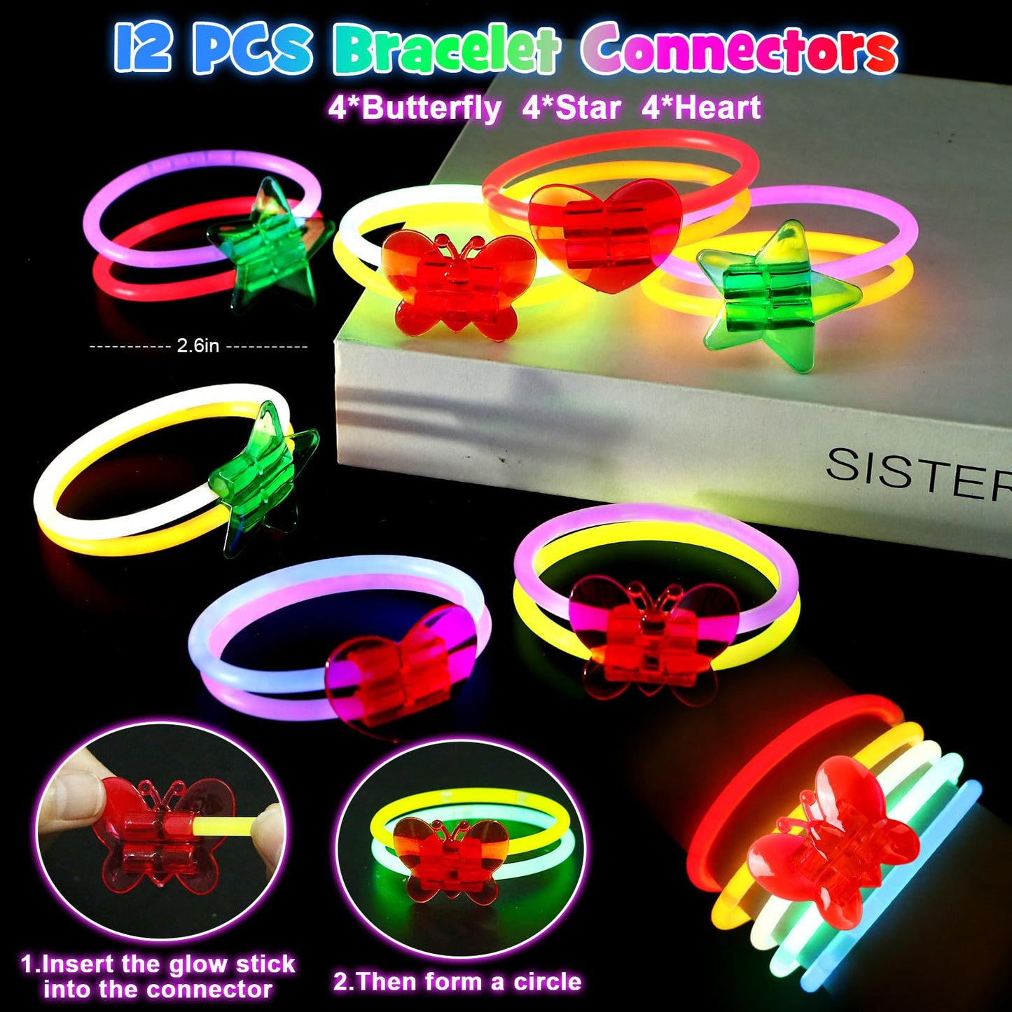 B Bascolor Glow in the Dark Party Supplies – 260 Pcs Light Up Party Favors